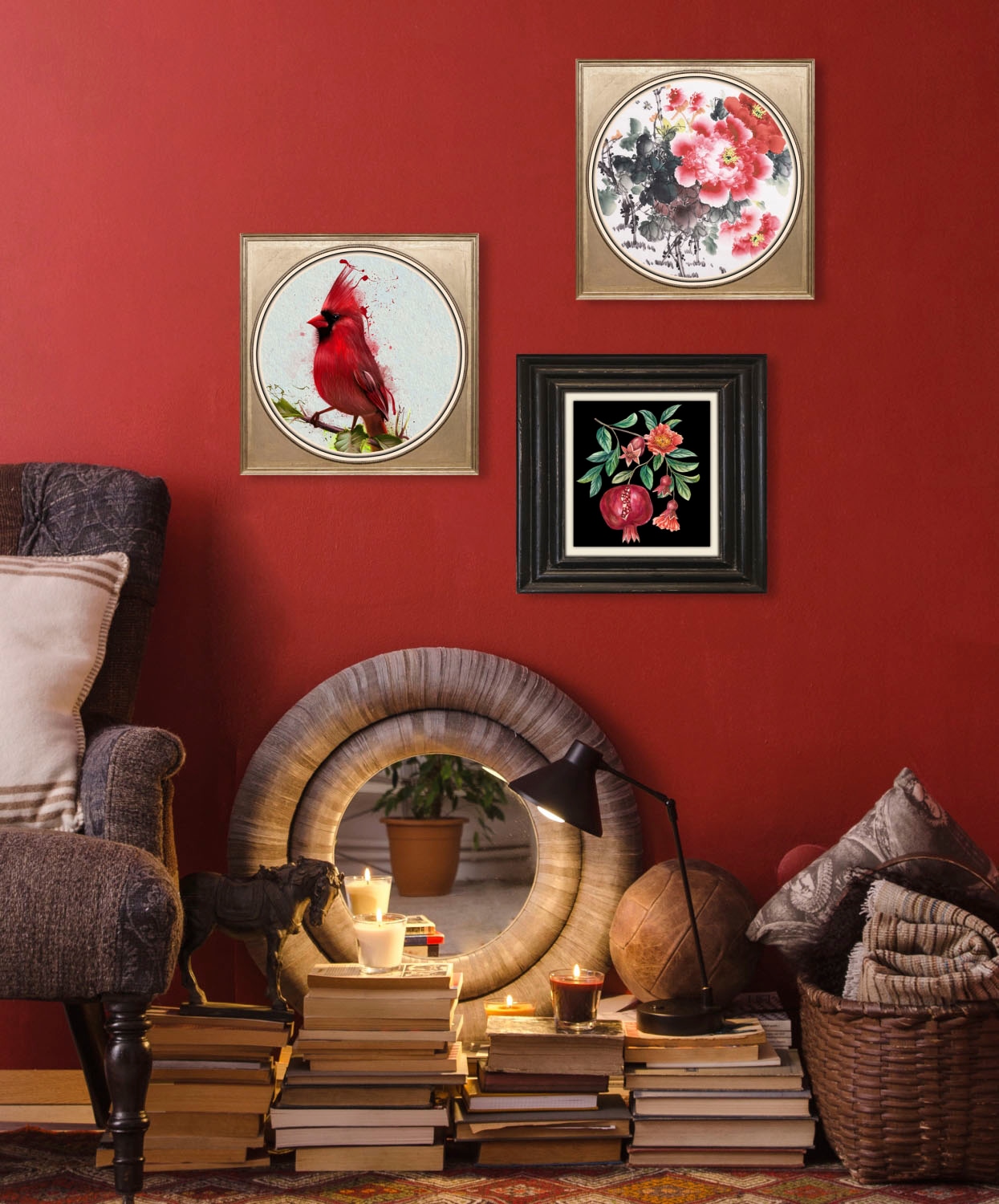 queence Acrylglasbild »Rotkehlchen«, Kunst-Vögel-Vogelbilder-Blumen-Blumenbilder-Gemälde, Fine Art-Print in Galeriequalität