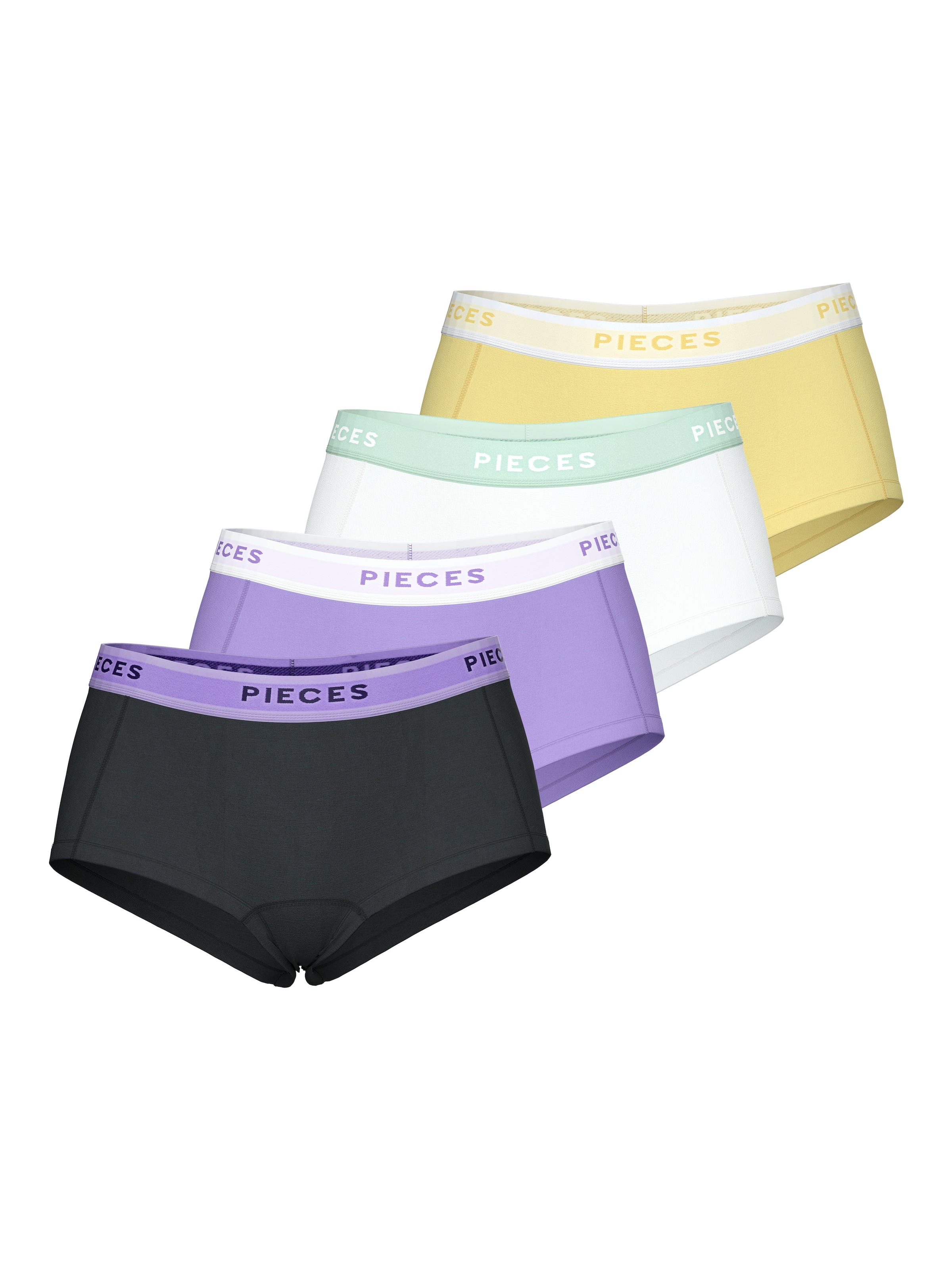 pieces Hipster »PCLOGO LADY 4 PACK SOLID NOOS BC«, (Packung, 4 St., 4er-Pack)