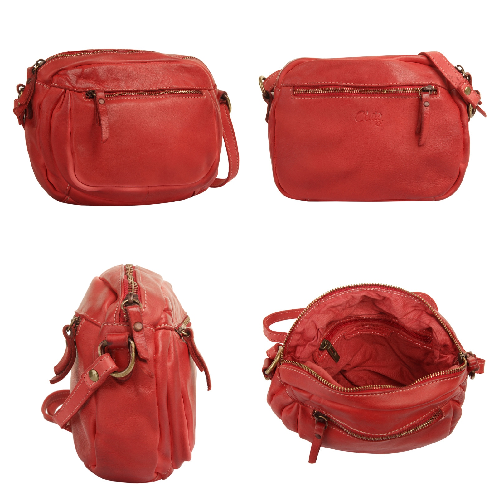 Cluty Umhängetasche, echt Leder, Made in Italy