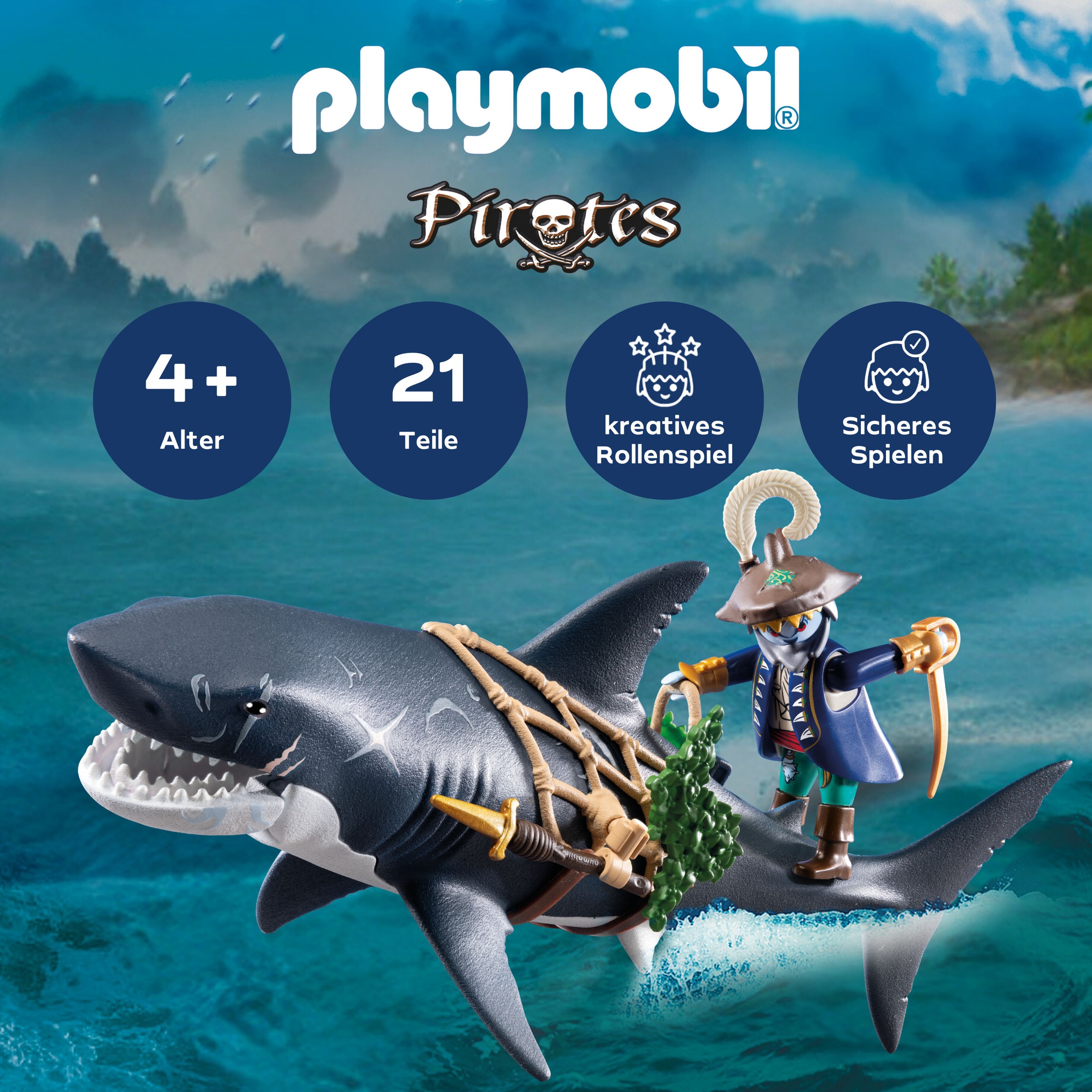 Playmobil® Konstruktions-Spielset »Gefahr durch Riesenhai (71793), Playmobil Pirates«, (21 St.)