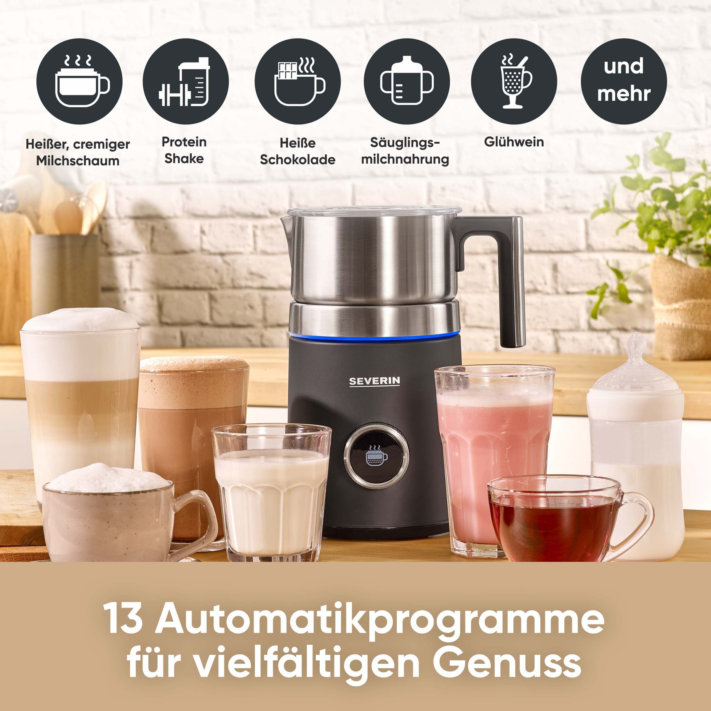 Severin Milchaufschäumer »SM 3587 Spuma 700 Plus« 500 W Induktion 13 Programme, komfortable Bedienung, stilvoller 360° LED-Lichtring