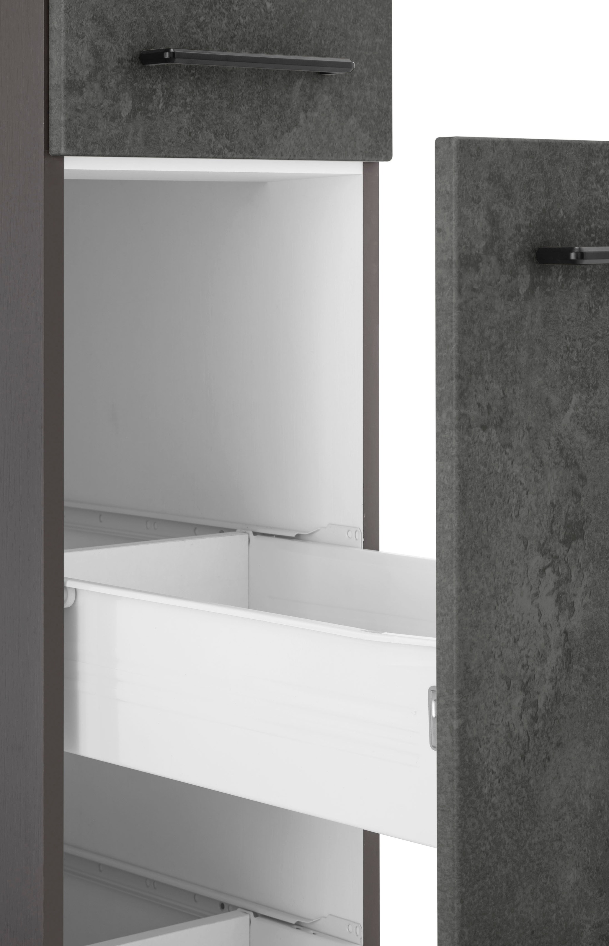 KOCHSTATION Apothekerschrank »KS-Tulsa«, 30 cm breit, 200 cm hoch, mit 2 Auszügen, Metallgriff, MDF Front