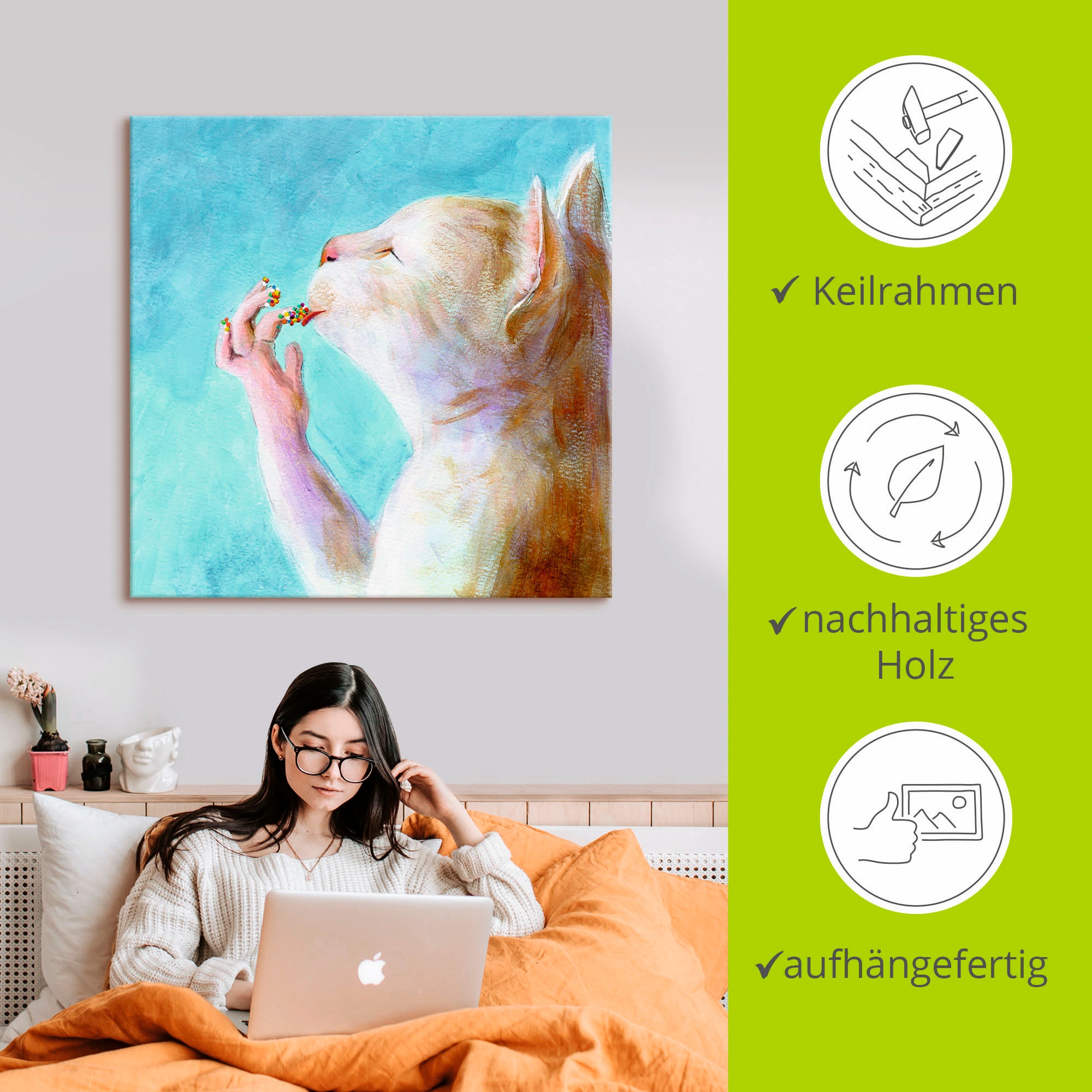 Artland Wandbild »Naschkatze«, Haustiere, (1 St.), als Leinwandbild, Poster, Wandaufkleber in verschied. Größen