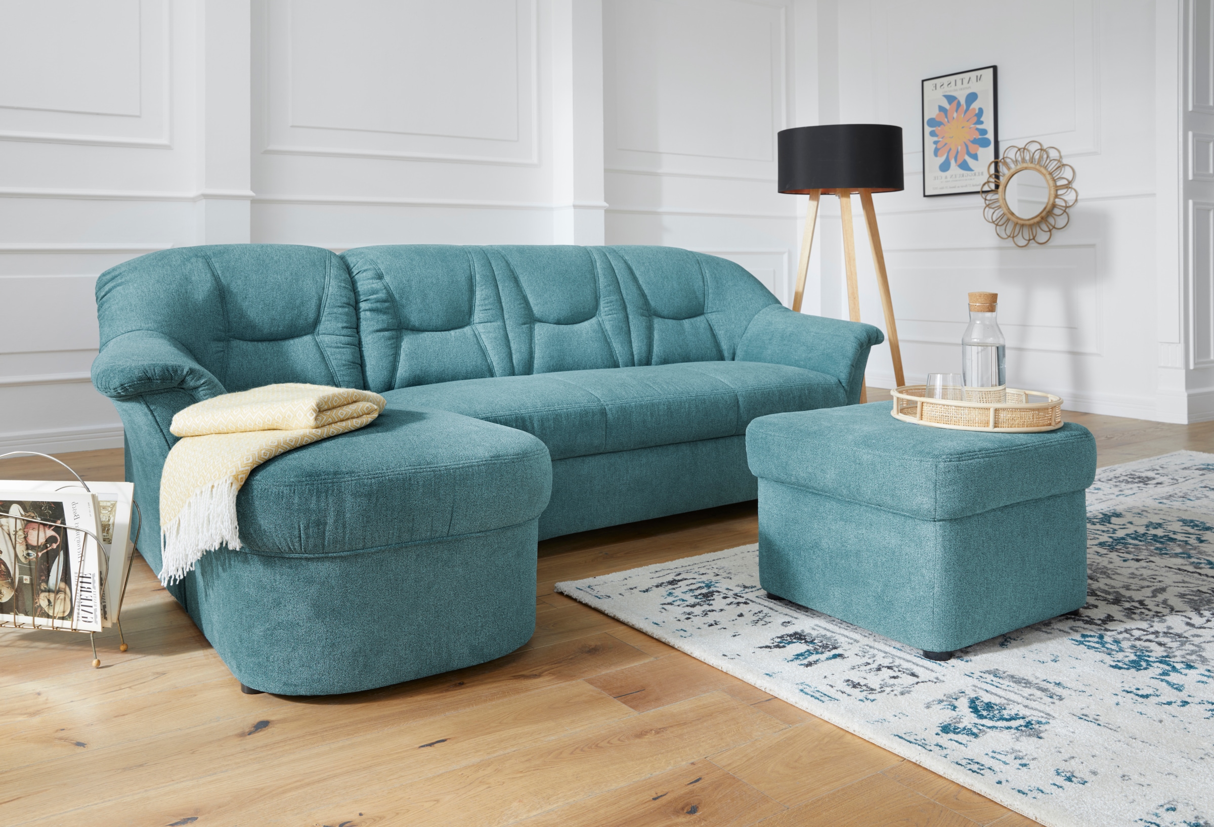 DOMO collection Ecksofa »Sarafina zeitlos und komfortabel, optional mit Federkern, L-Form«, wahlweise mit Bettfunktion