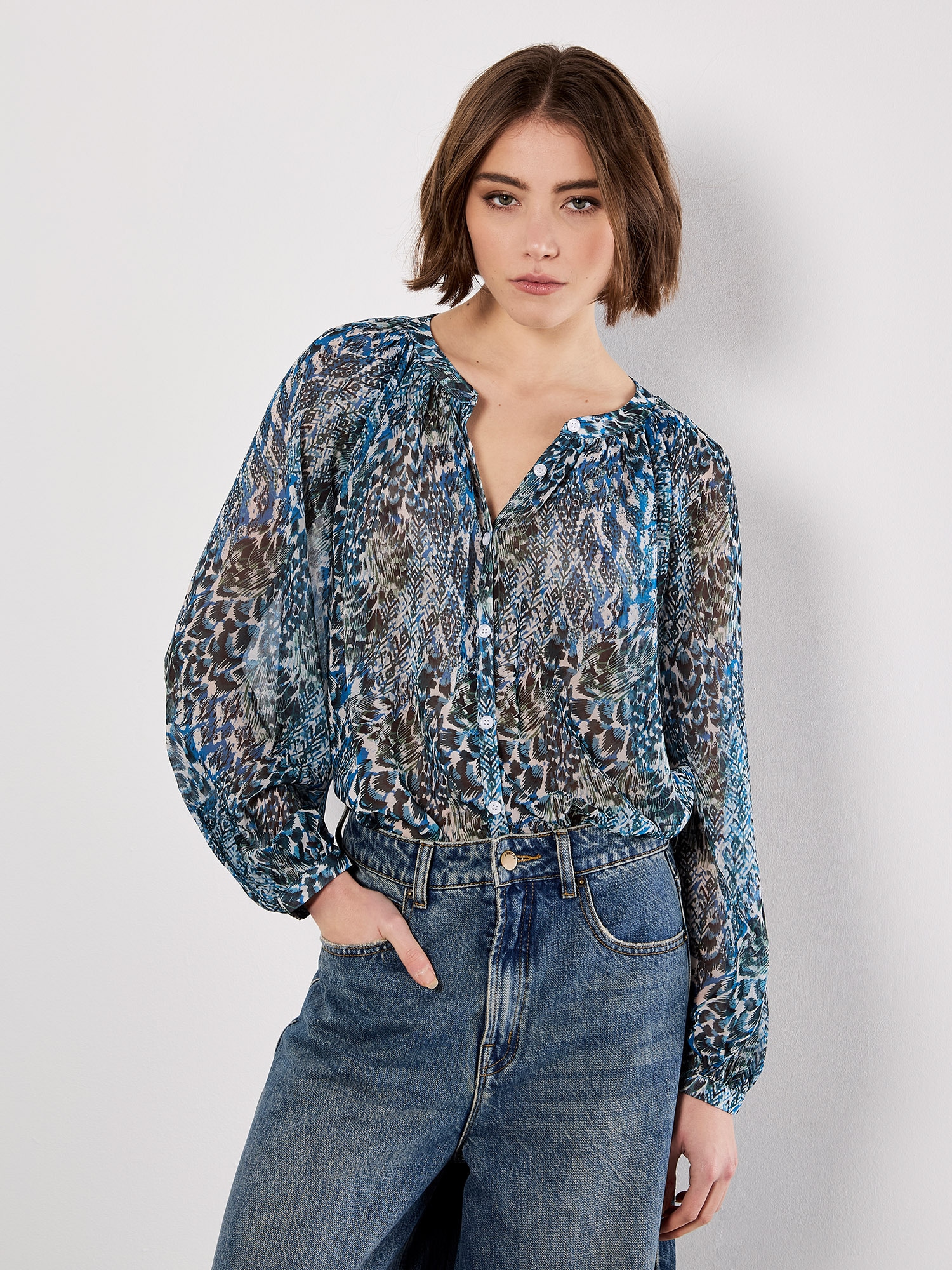 Apricot Chiffonbluse »Chiffon-Top« mit Patchwork-Druck
