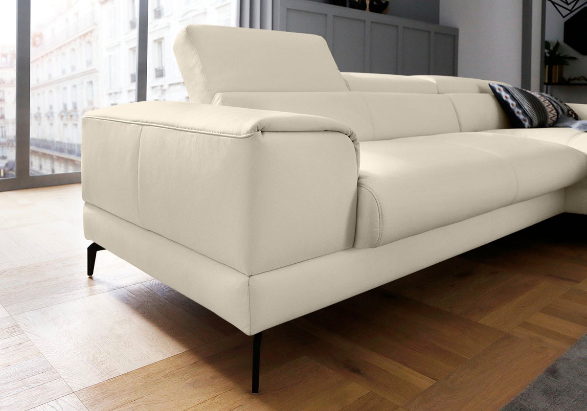 W.SCHILLIG Ecksofa »piedroo, Designsofa mit tollem Sitzkomfort, L-Form«, Kopfteilverstellung, wahlweise mit Sitztiefenverstellung, Breite 303cm