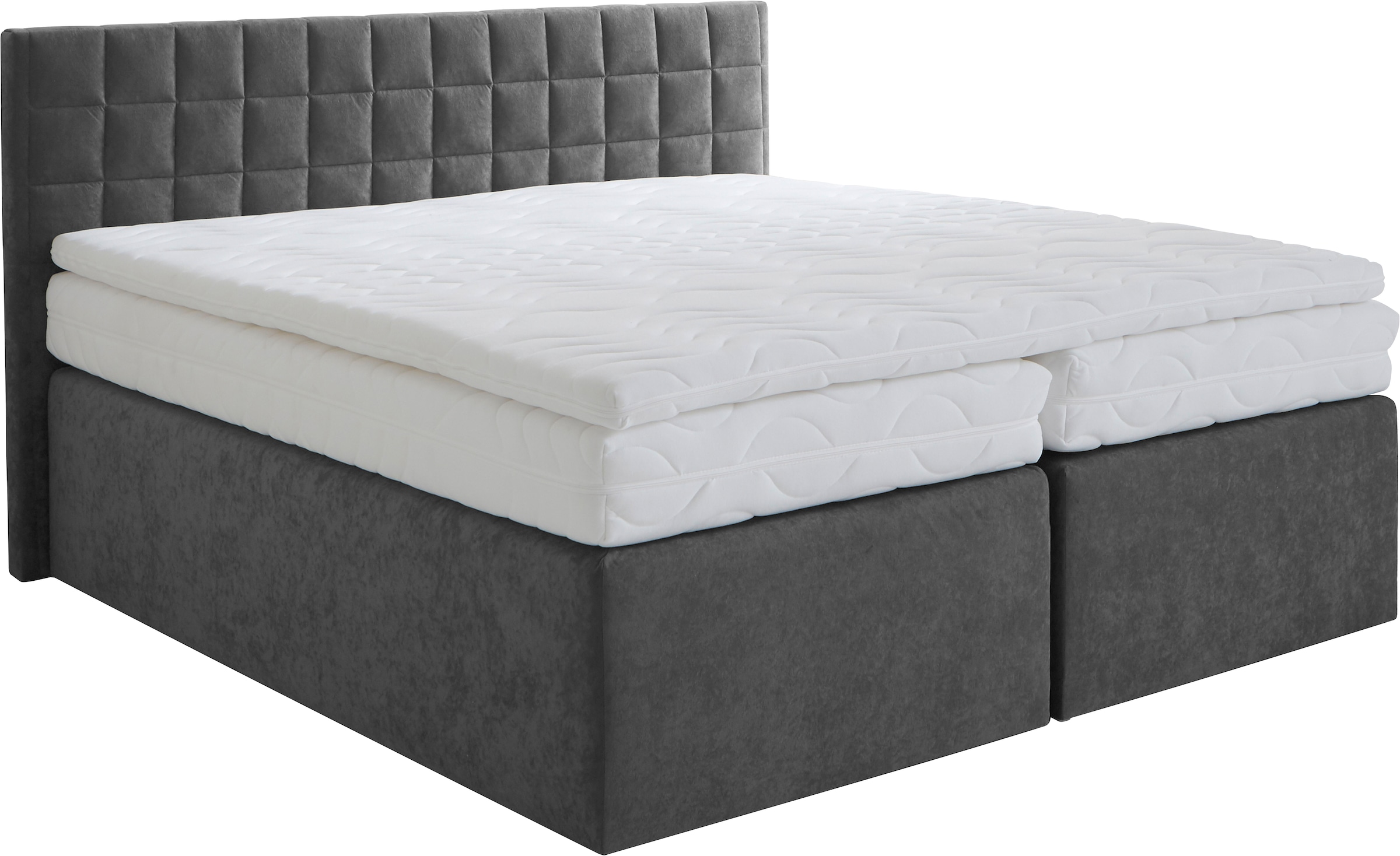 Westfalia Schlafkomfort Boxspringbett »Dublin, wahlweise mit Topper in verschiedenen Härtegraden erhältlich« mit schöner Kopfteilversteppung