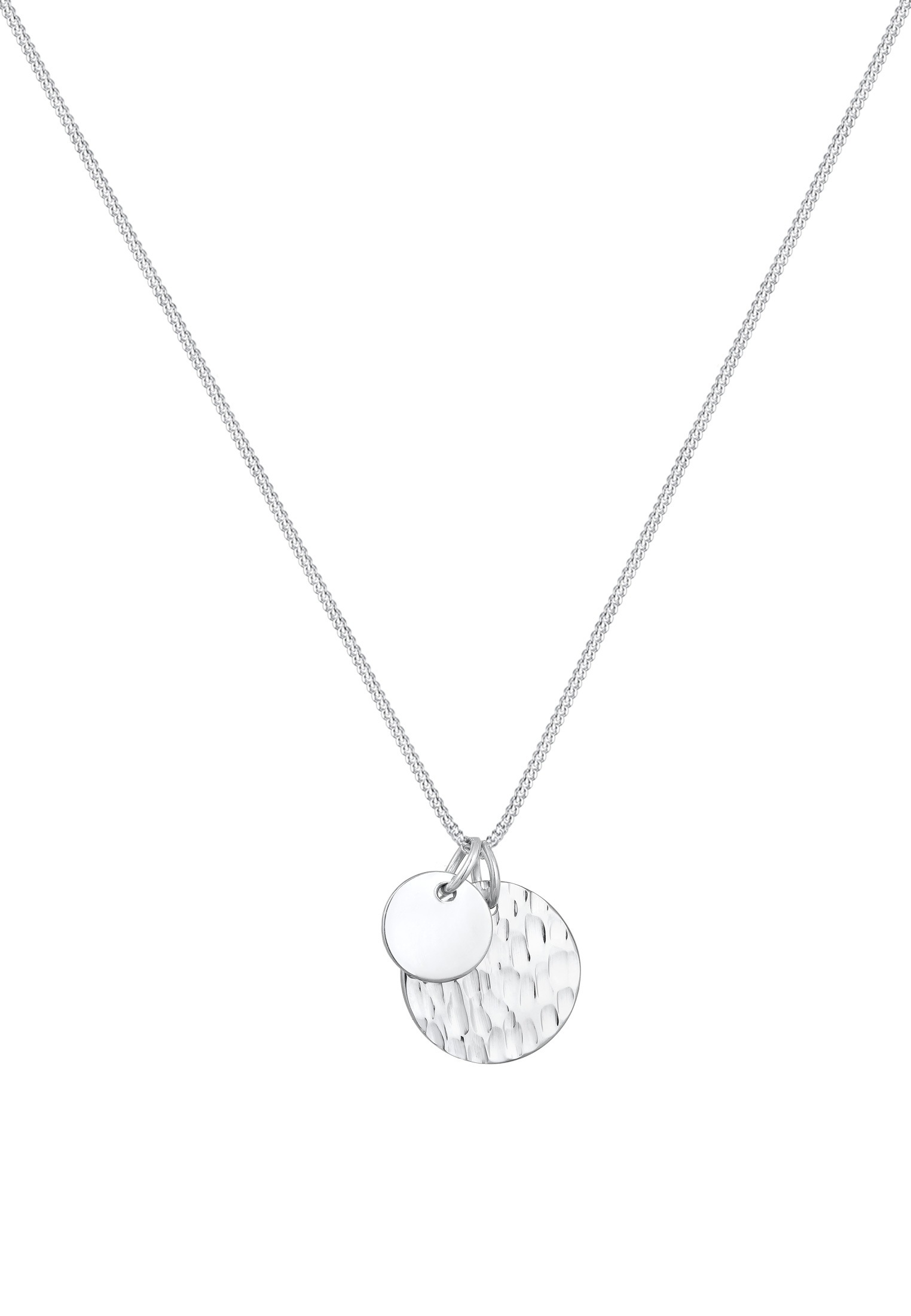 Elli Kette mit Anhänger »Halskette Plättchen Münzen Gehämmert Look 925 Silber«