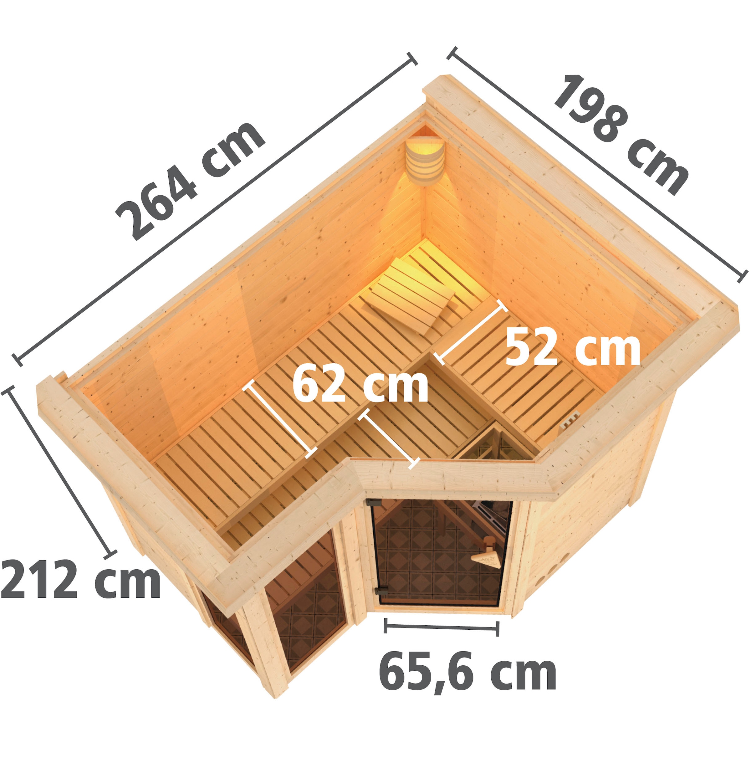 Karibu Sauna »Amada« Set,  Ofen 9 KW externe Strg easy