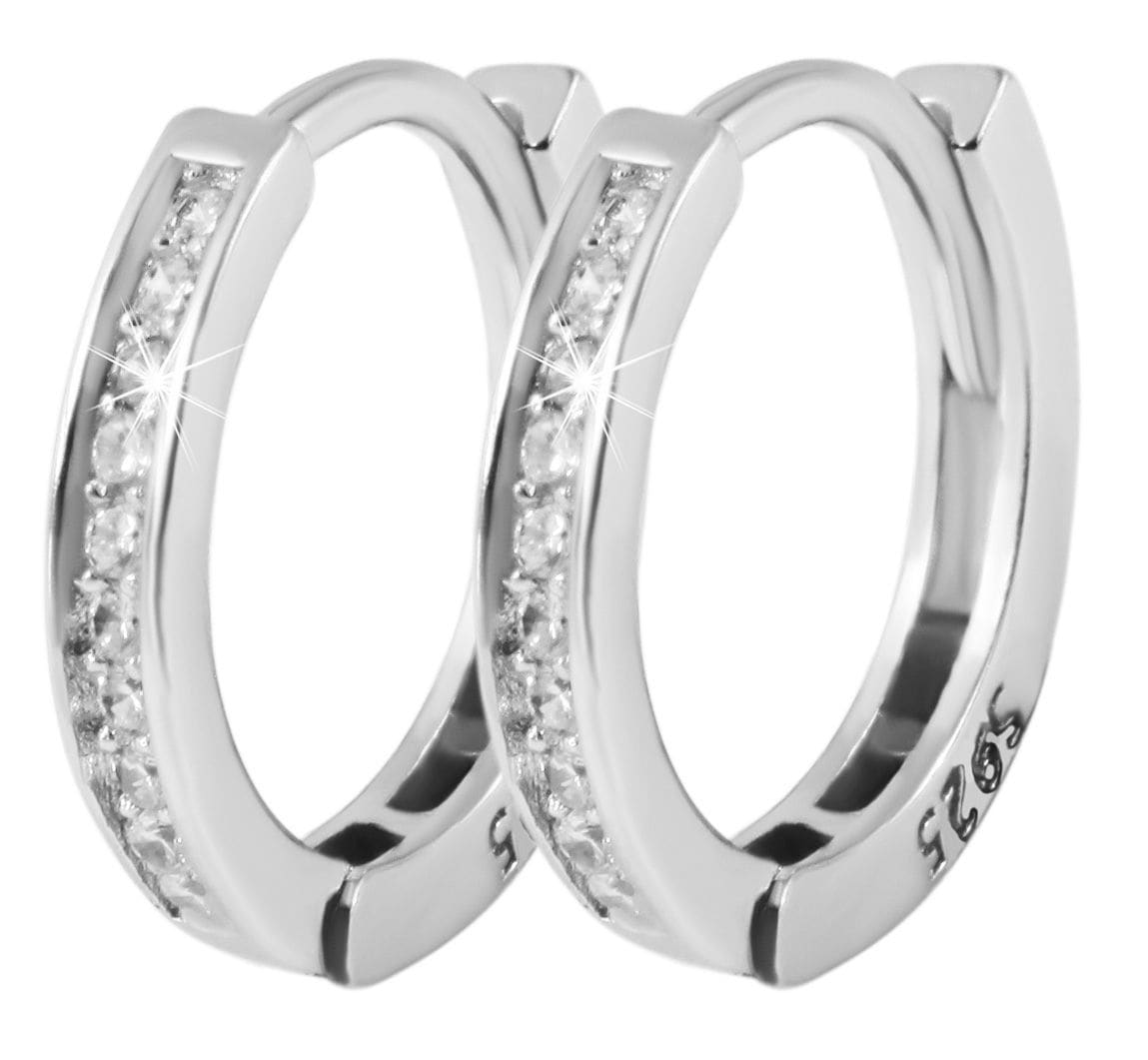 Adelia´s Paar Creolen »Damen Ohrringe ¿ Klappcreole aus 925 Silber mit Zirkonia«