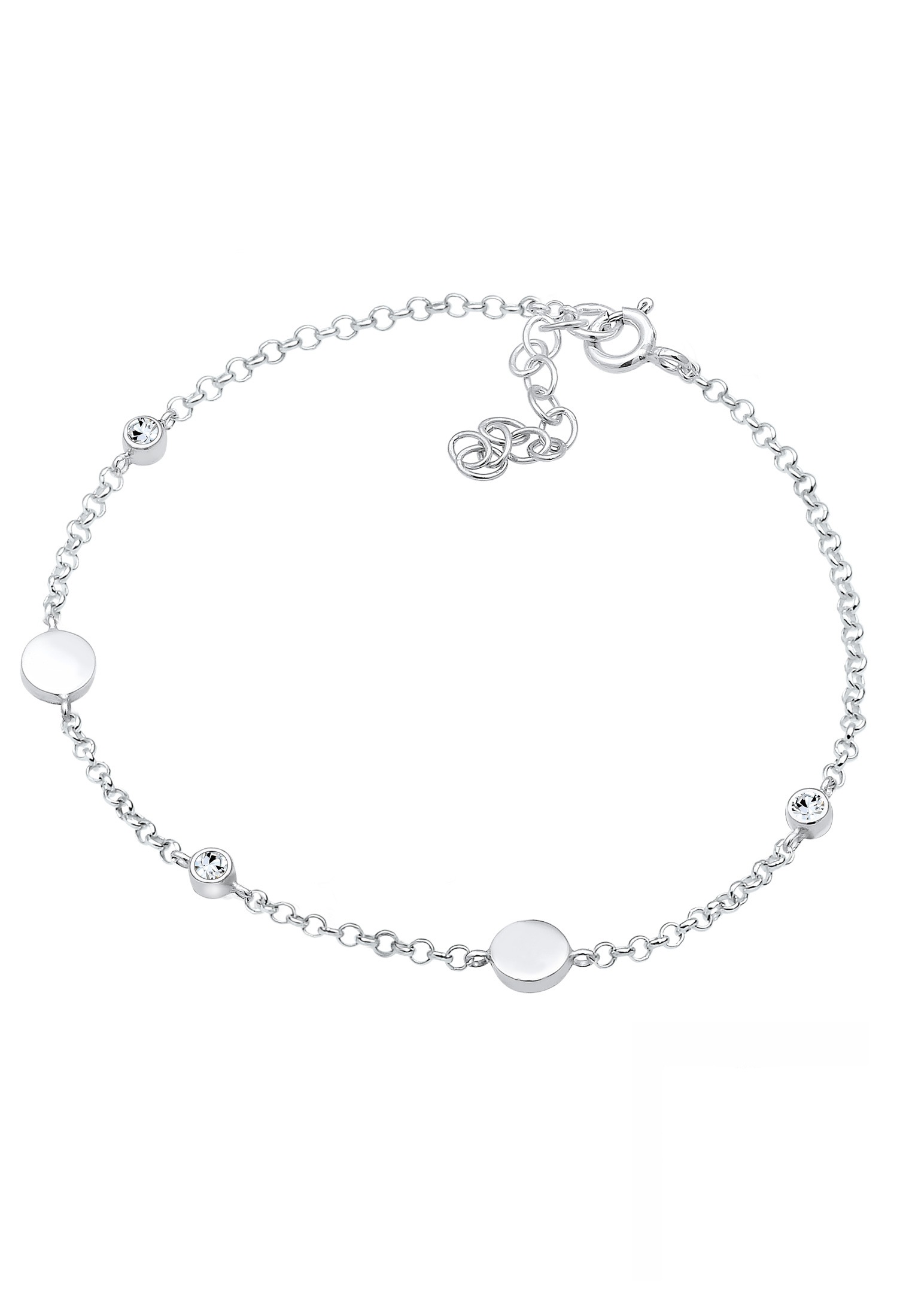 Elli Armkette »Armband Plättchen mit Kristalle Rund 925 Sterling Silber«