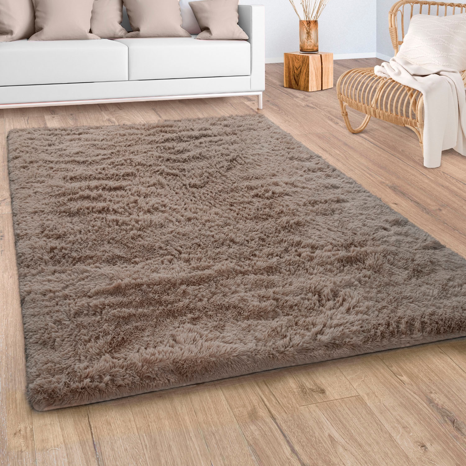 Paco Home Hochflor-Teppich »Silky 591«, rechteckig, 37 mm Höhe, Uni-Farben, besonders weich und kuschelig