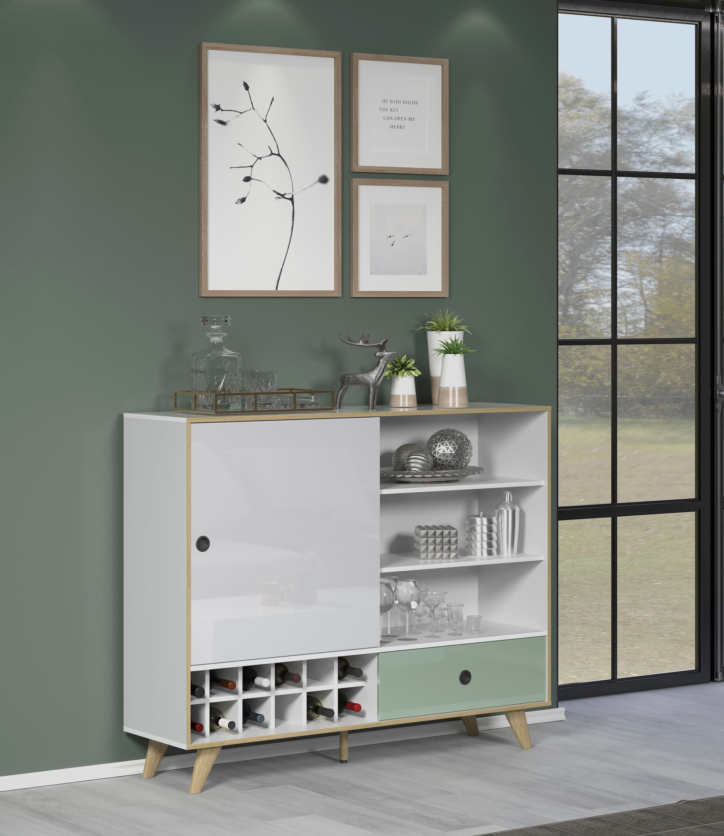 INTER-FURN Highboard »Adelaide«, Integriertes Weinregal