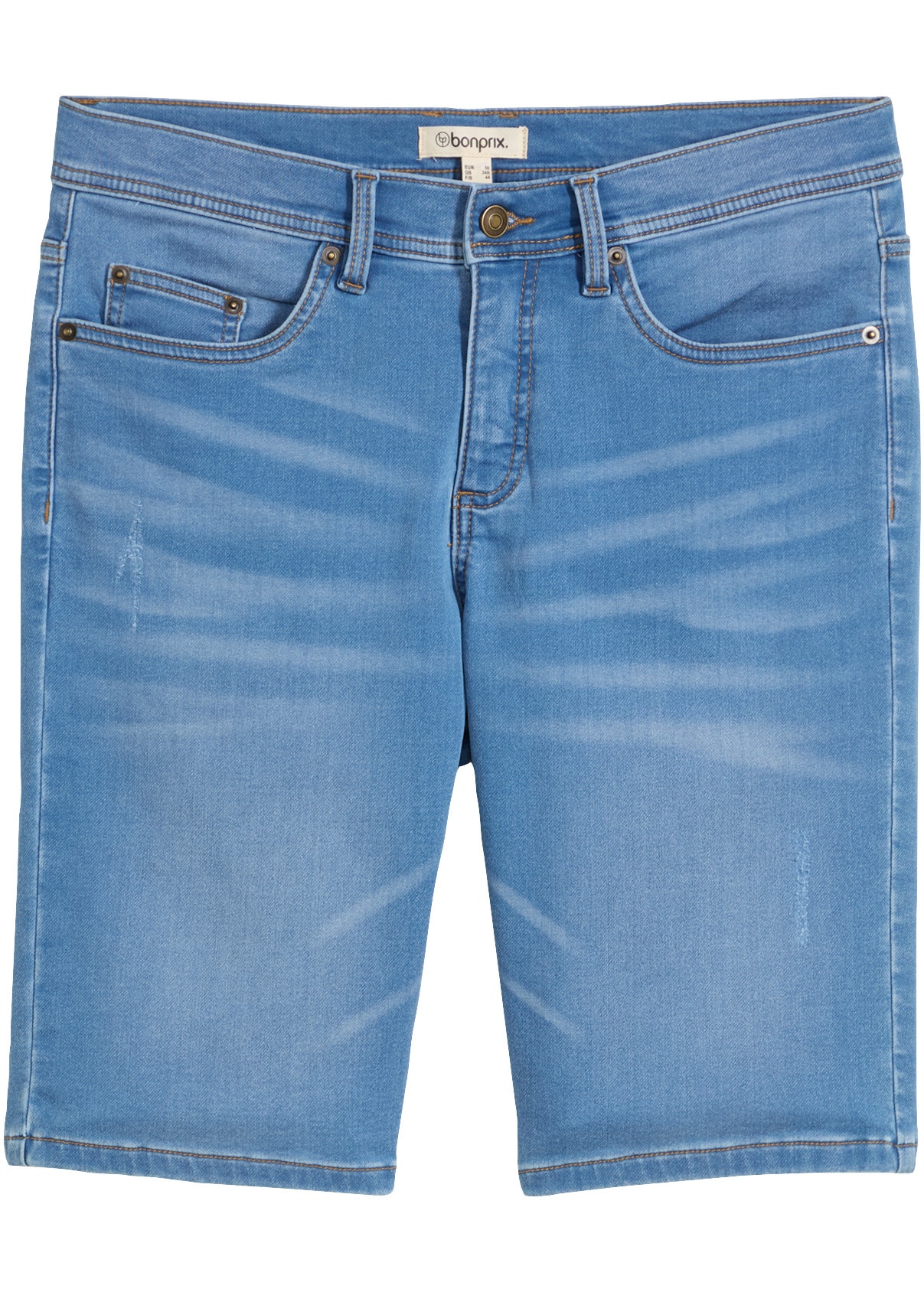 bonprix Bermudas  mit Used-Effekt, aus Baumwolle, Polyester und Elasthan, casual Stil