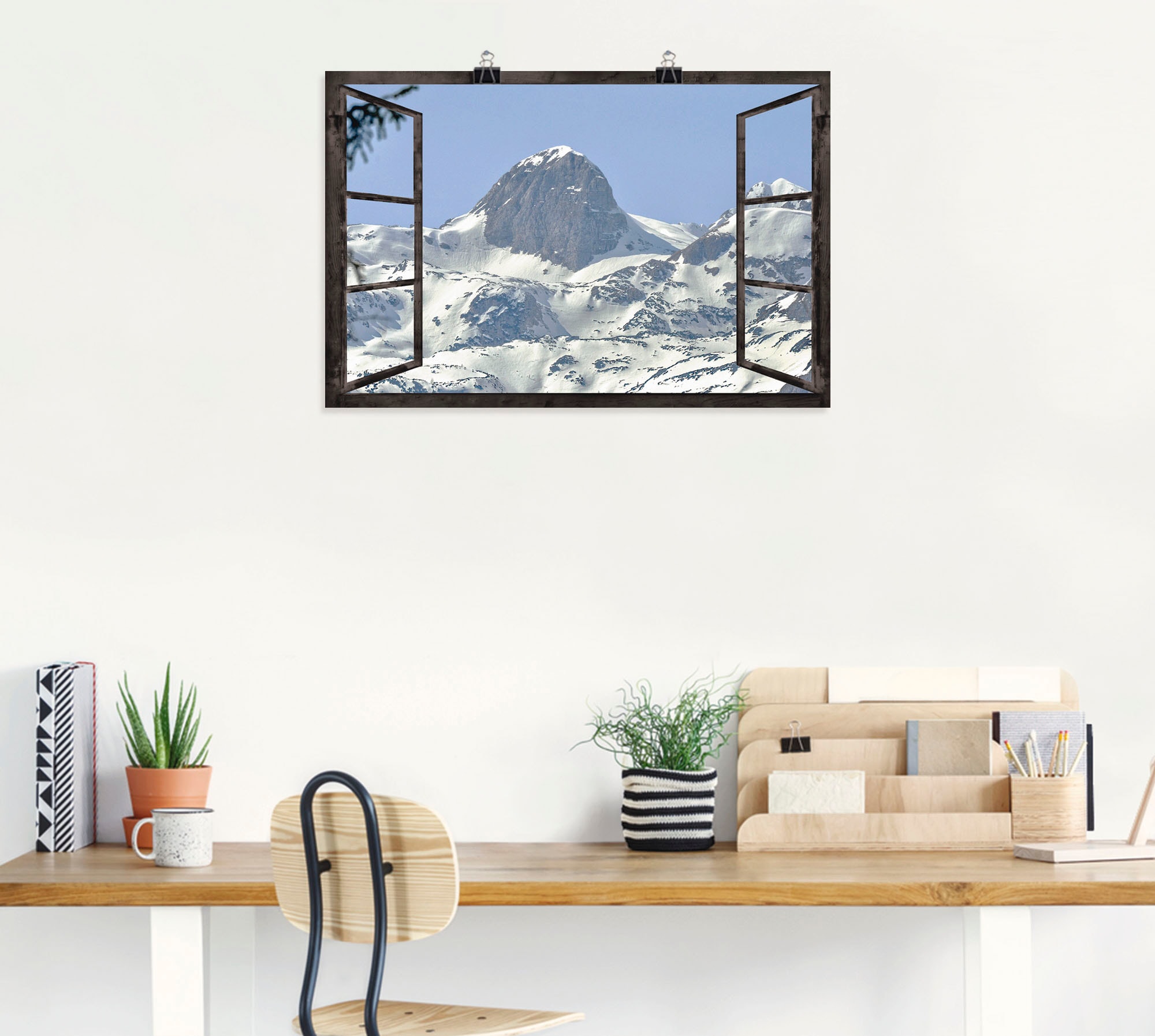 Artland Poster »Fensterblick - Reiteralm«, Berge, (1 St.), als Alubild, Leinwandbild, Wandaufkleber oder Poster in versch. Größen
