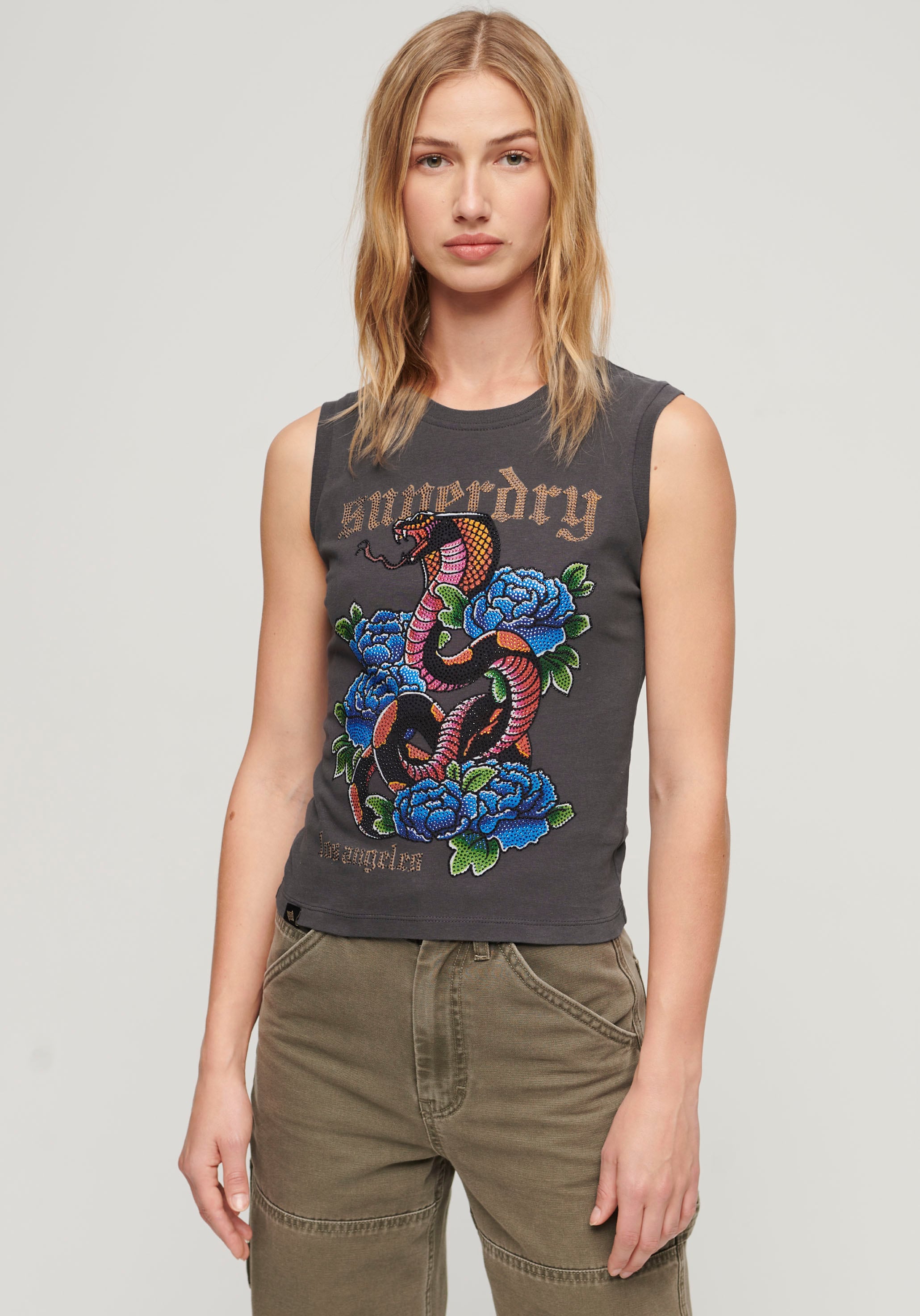 Tanktop »TATTOO RHINESTONE FITTED TANK«