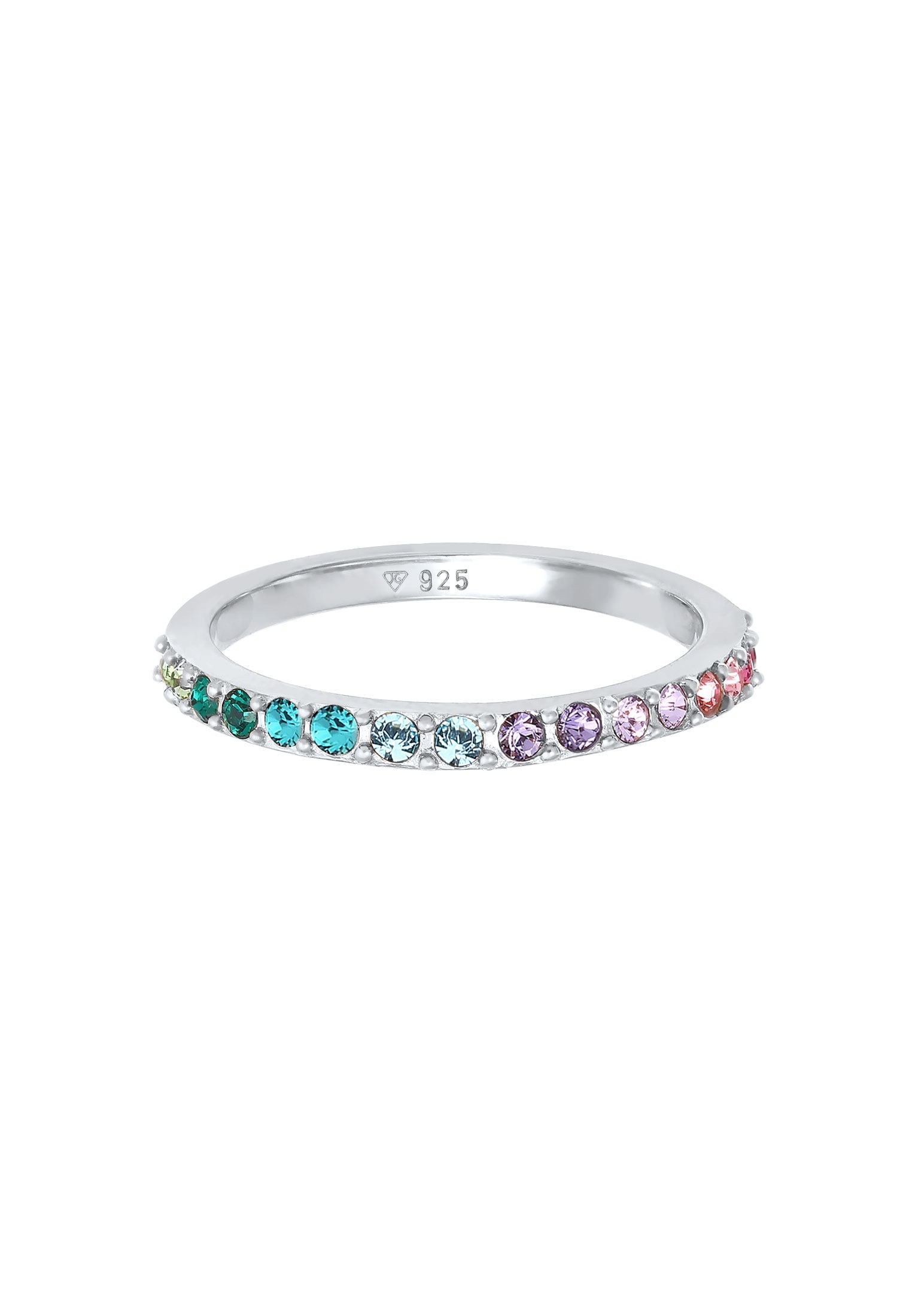 Elli Silberring »Ring Bandring Kristall Multi-Colour Pastell 925 Silber«