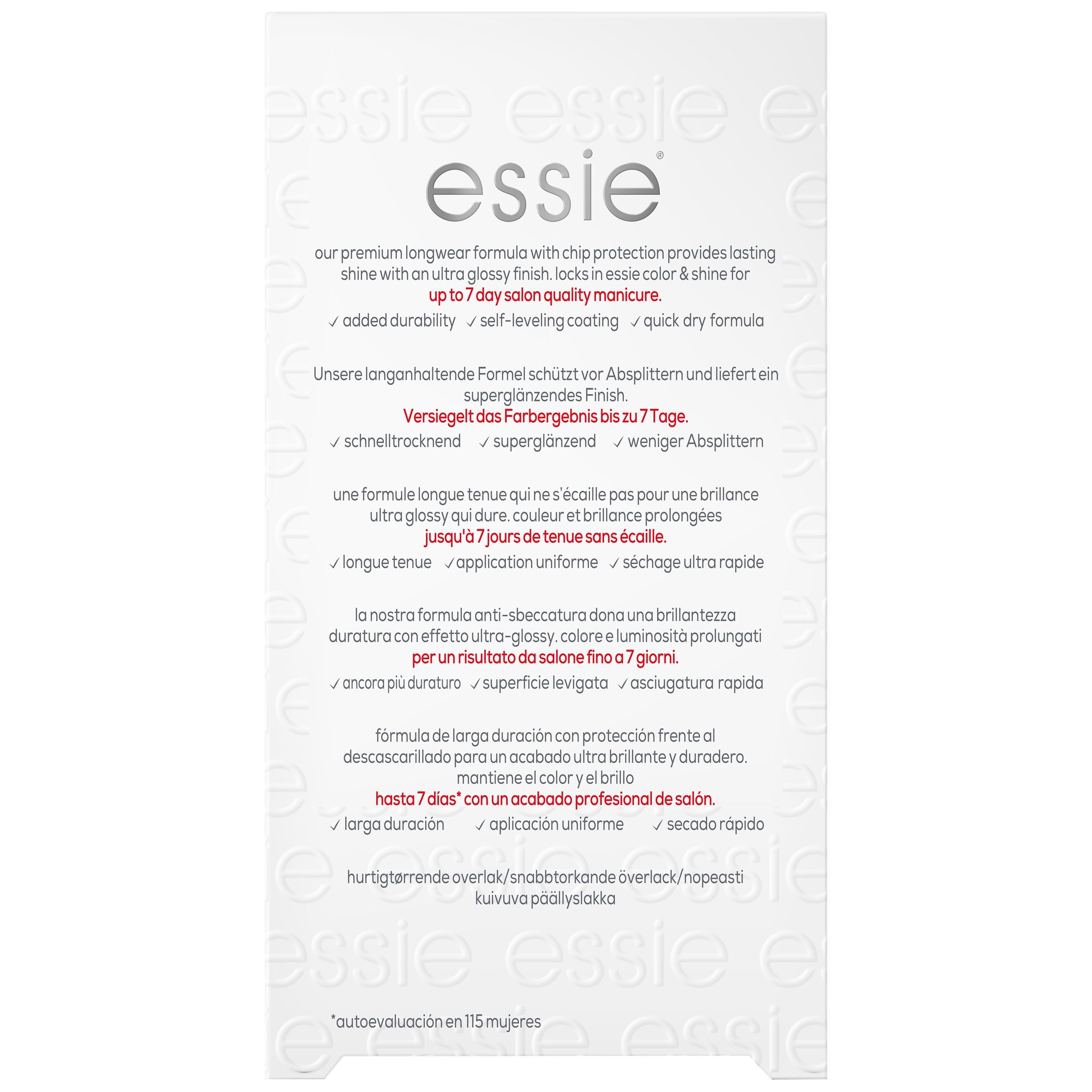 essie Überlack »Stay longer premium longwear« beugt dem Abbröckeln der Nagellackfarbe vor