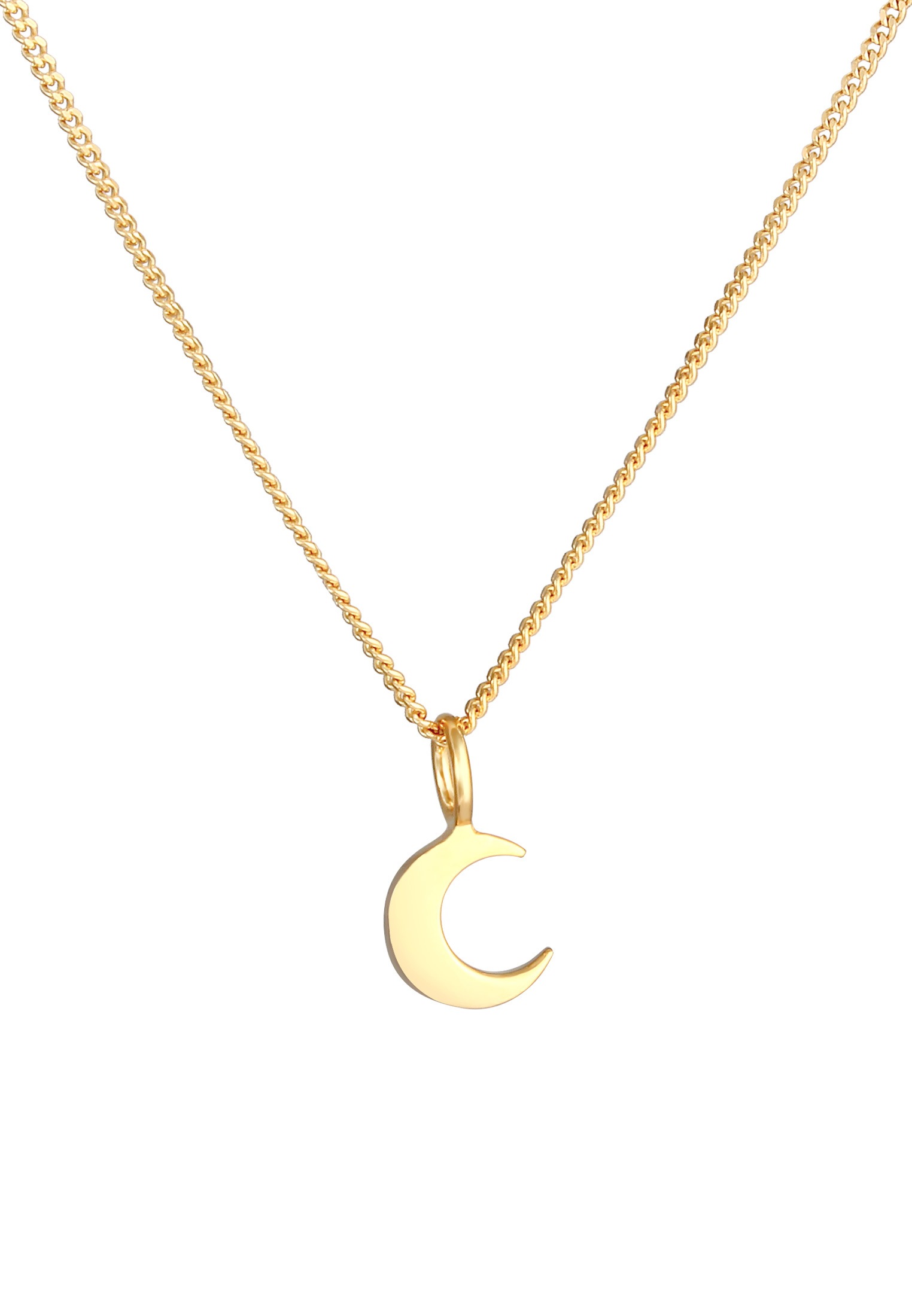 Elli Kette mit Anhänger »Halskette Panzerkette Mond Halbmond Sichel Astro 925 Silber«