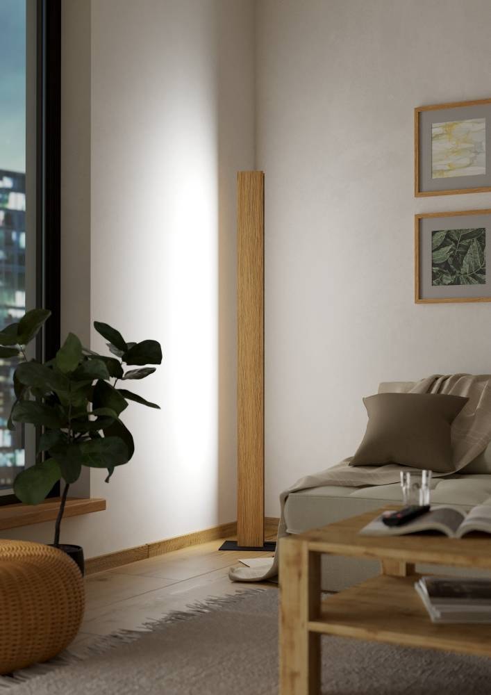 EGLO Stehlampe »ANCHORENA-Z Steheuchte, Holz, ZigBee 3.0, Disco-Modus, Lampe«, 1 flammig, Leuchtmittel LED-Modul | LED wechselbar, Timer, App / Sprachsteuerung Alexa, 150 cm, exkl. Fernbedienung