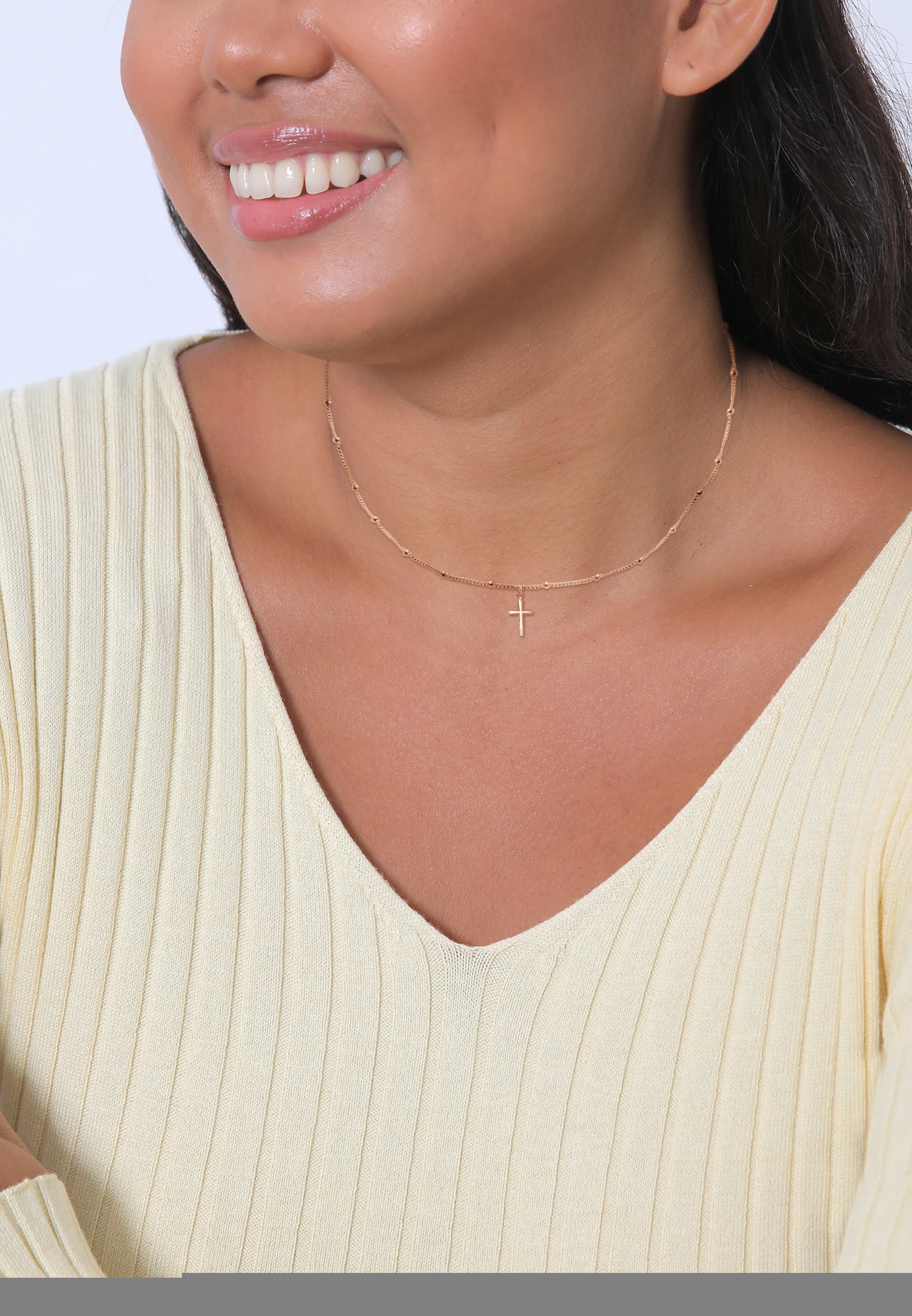 Elli Choker »Halskette Choker Kugelkette Kreuz Glaube 925 Silber«