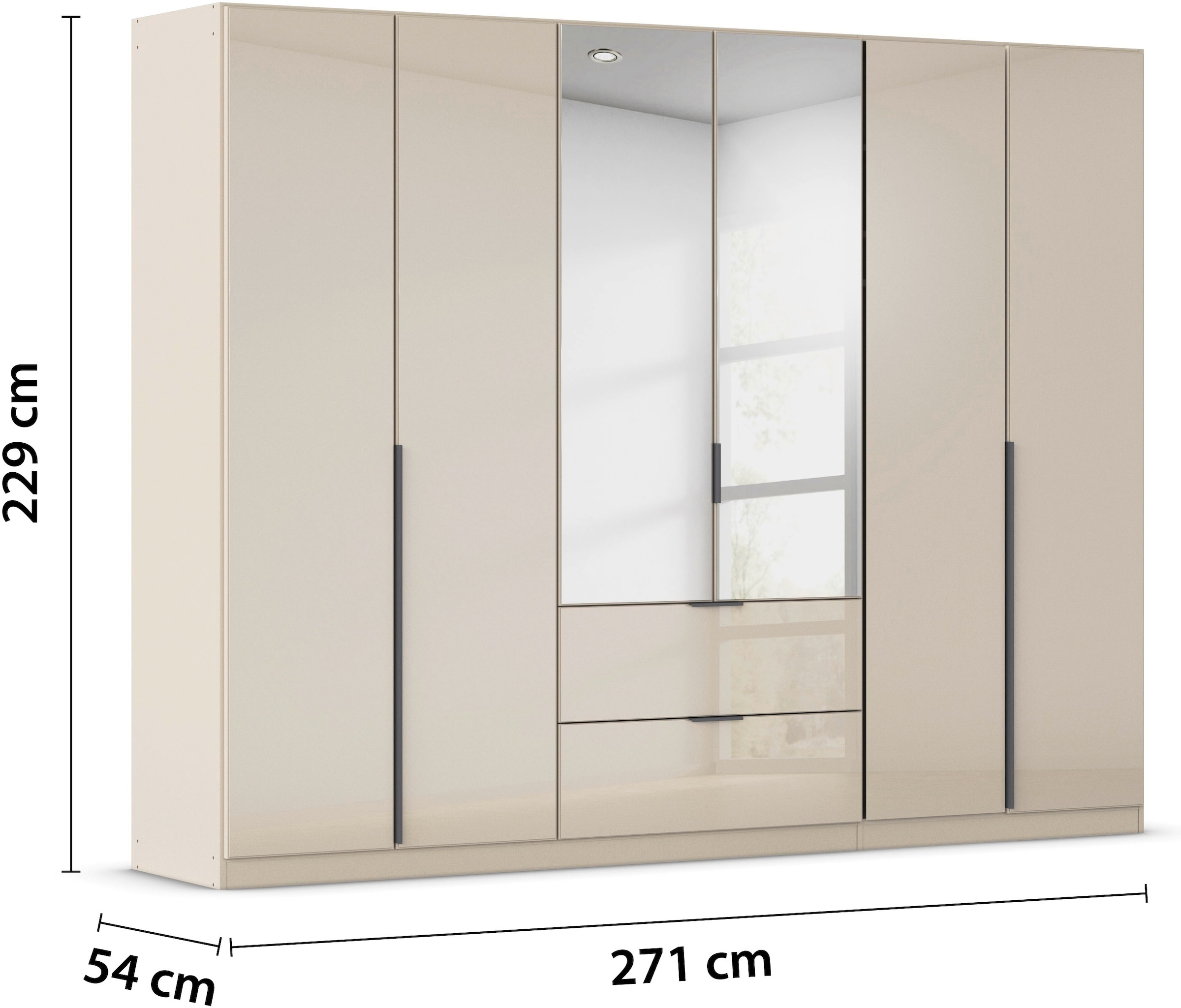 rauch Drehtürenschrank »Kleiderschrank Kleiderschränke Schrank Garderobe AGORDO mit Glasfront«, (in zwei Griff-Farben mit Glasfront), mit Außenschubkästen, in 6 Breiten und 2 Höhen MADE IN GERMANY