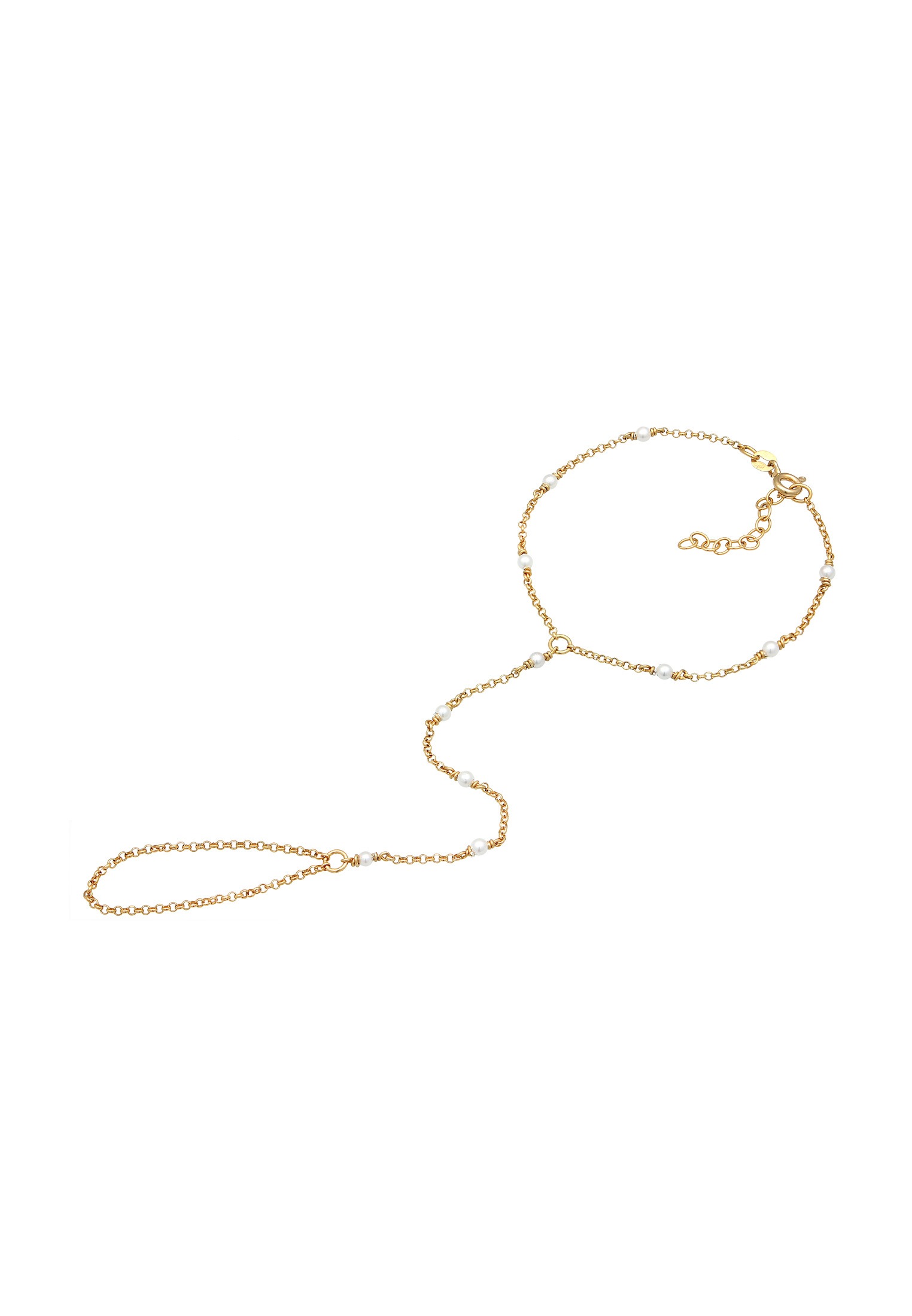 Elli Schmuckset »Armband Hand Chain Handkette Muschelkernperlen 925 Sterling Silber«