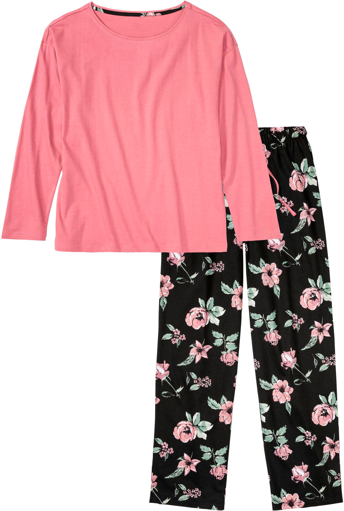 bonprix Pyjama Set, 2 bequeme Passform, aus Baumwolle