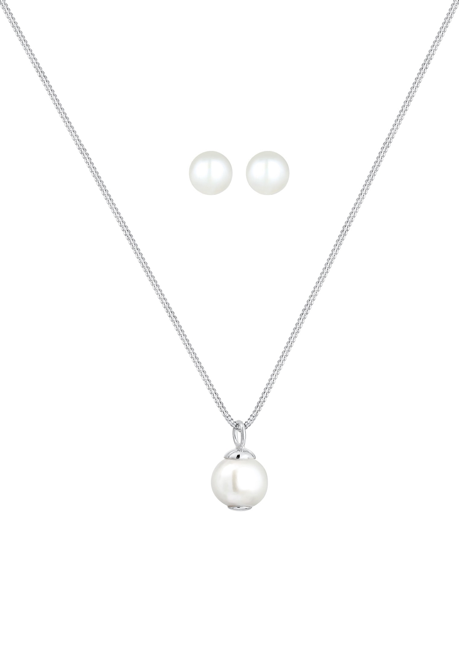 Elli Ohrring und Ketten Set »Schmuckset Süßwasserperlen Weiß 925 Sterling Silber«