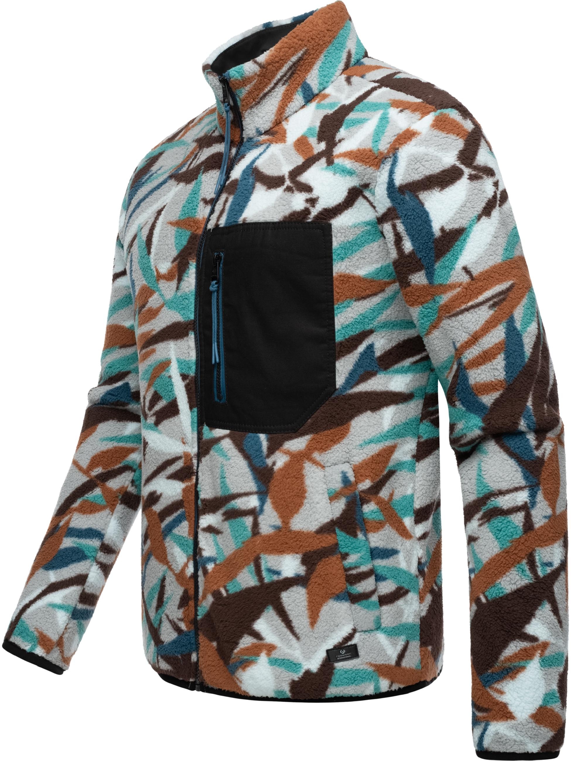 Ragwear Sweatjacke »Fleecejacke Collsy«, Gemusterte Herren Plüschjacke mit hohem Kragen