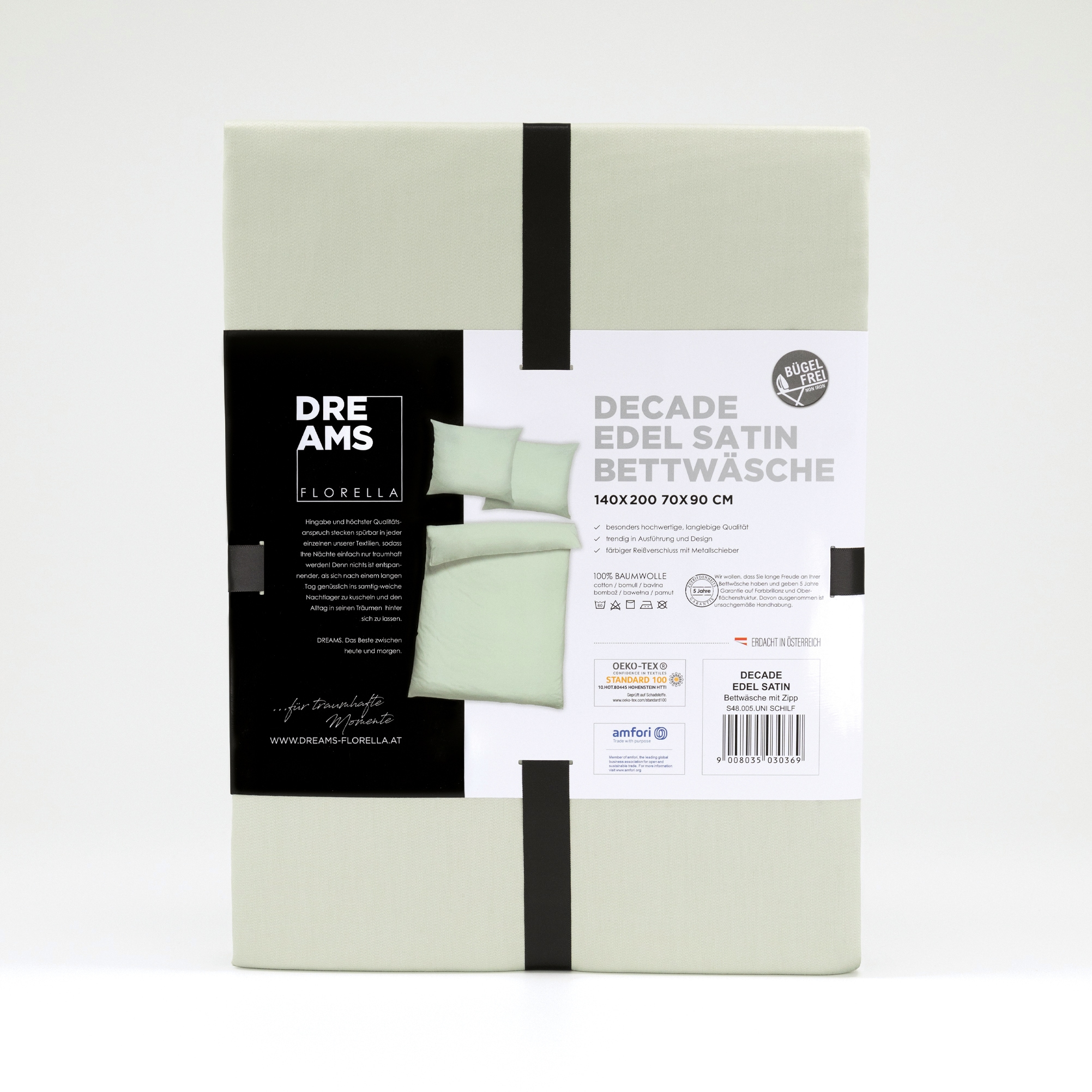 Florella Bettwäsche »Uni, Decade-Edel-Satin aus 100 % Baumwolle«, mit aufwendig gearbeiteter Biese am Kissen