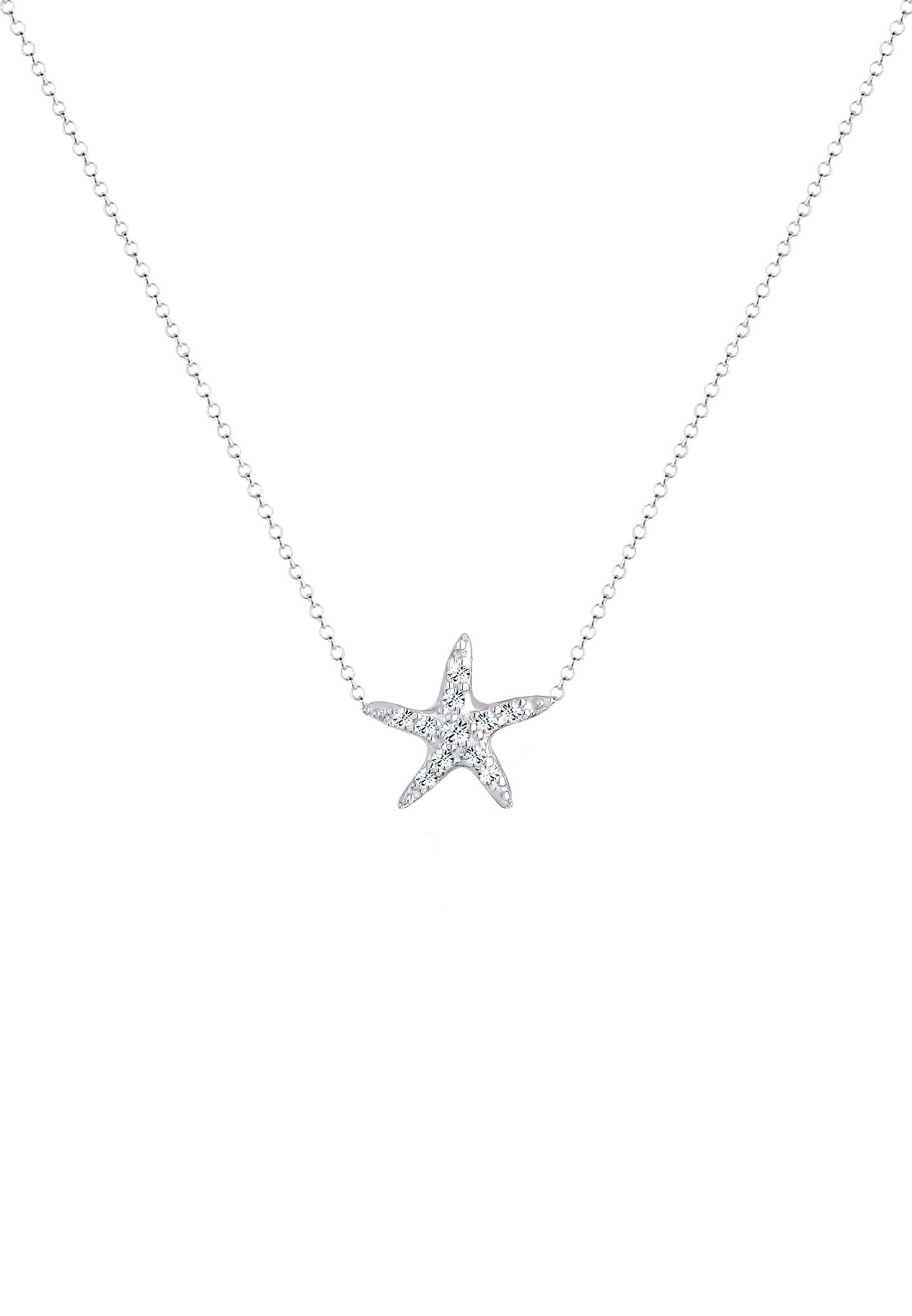 Elli Silberkette »Halskette Seestern Glas Kristalle Weiß 925 Sterling Silber«