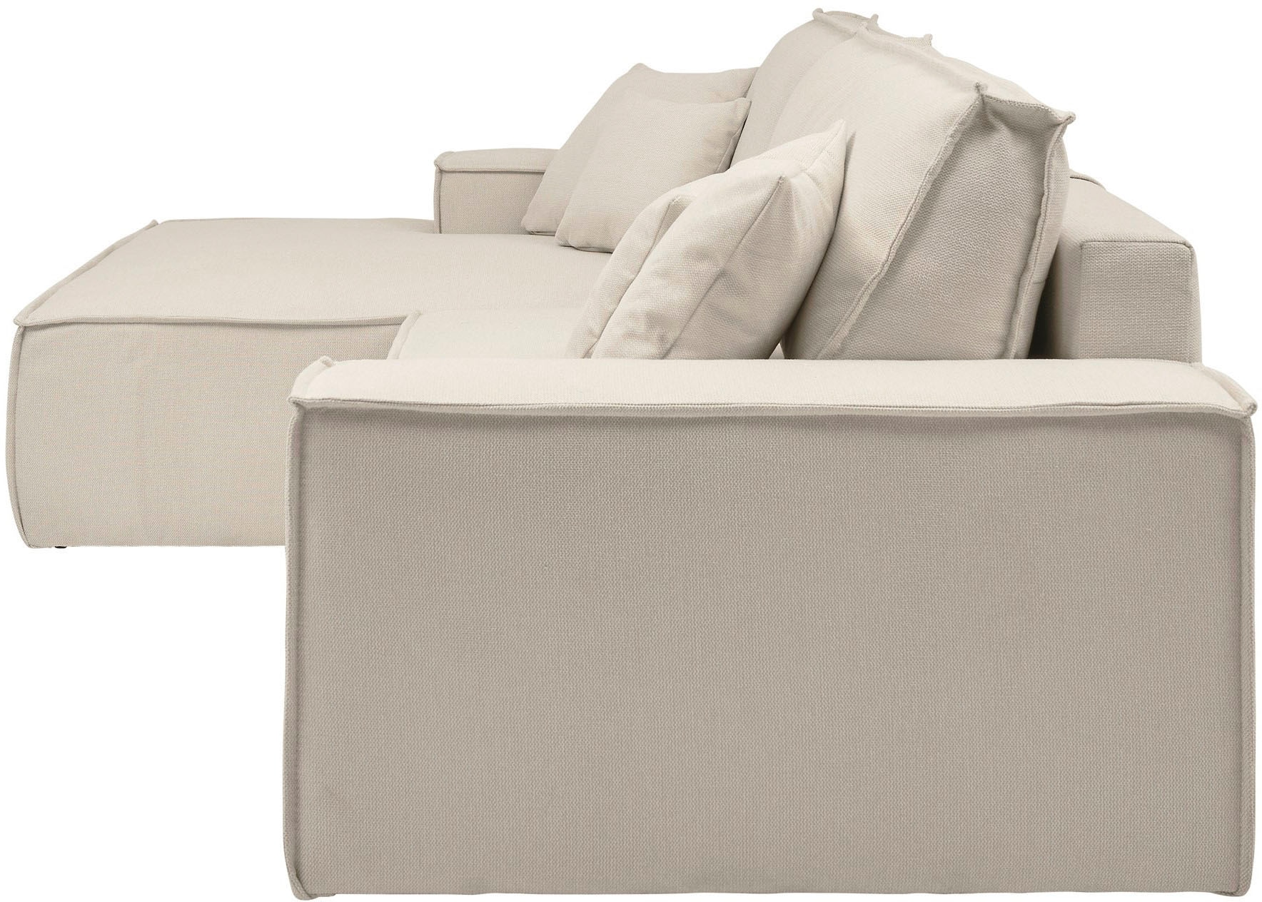 andas Ecksofa »Finnley Schlafsofa 267 cm in Bouclé u. Struktur fein, L-Form,«, Schlaffunktion m. Bettkasten (136/210 cm), Bouclé, Struktur