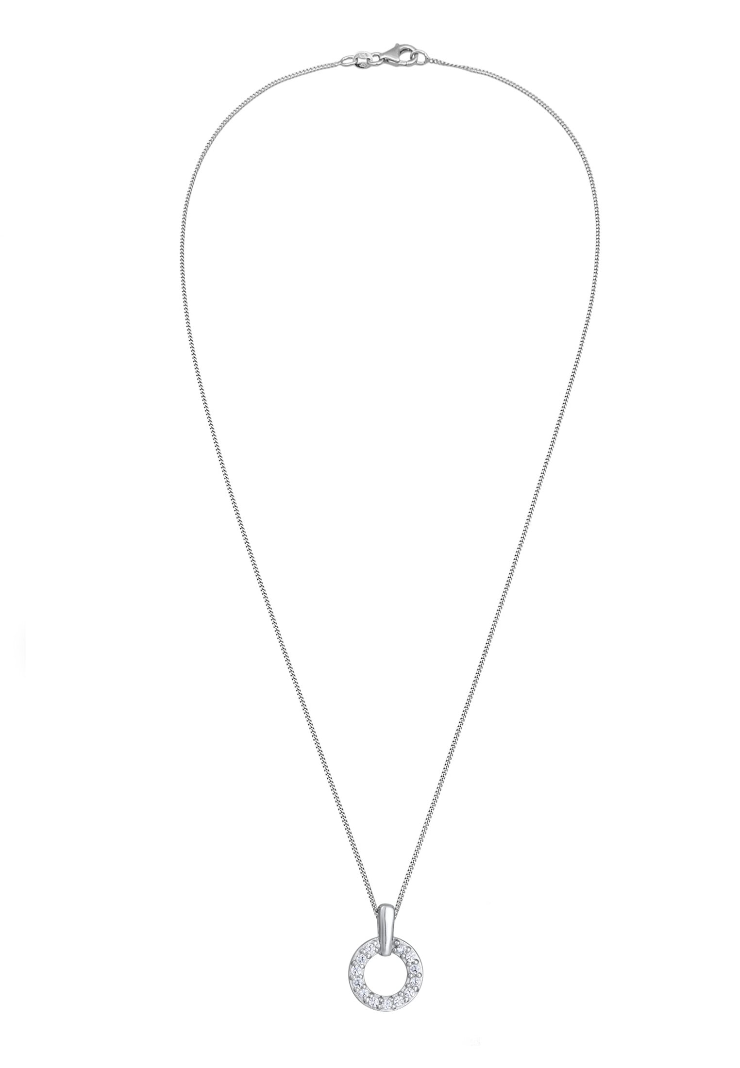 Elli DIAMONDS Silberkette »Halskette Kreis Anhänger Laborgezüchteter Diamanten Weiß (0.052 ct) 925 Sterling Silver«