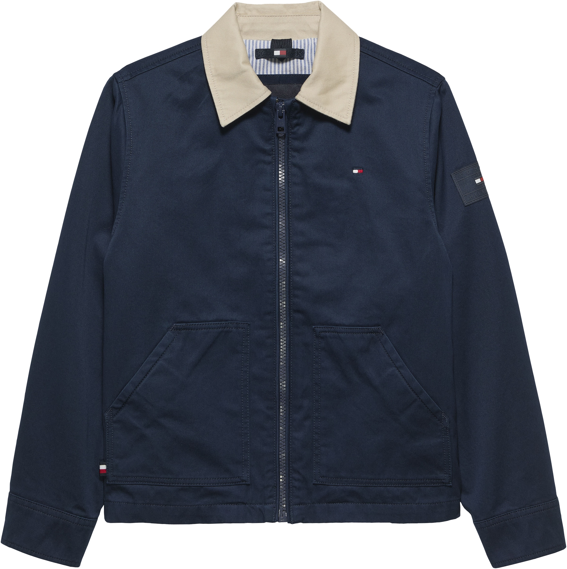 Tommy Hilfiger Hemdjacke »CONTRAST COLLAR COTTON JACKET« ohne Kapuze Kinder bis 16 Jahre, regular fit