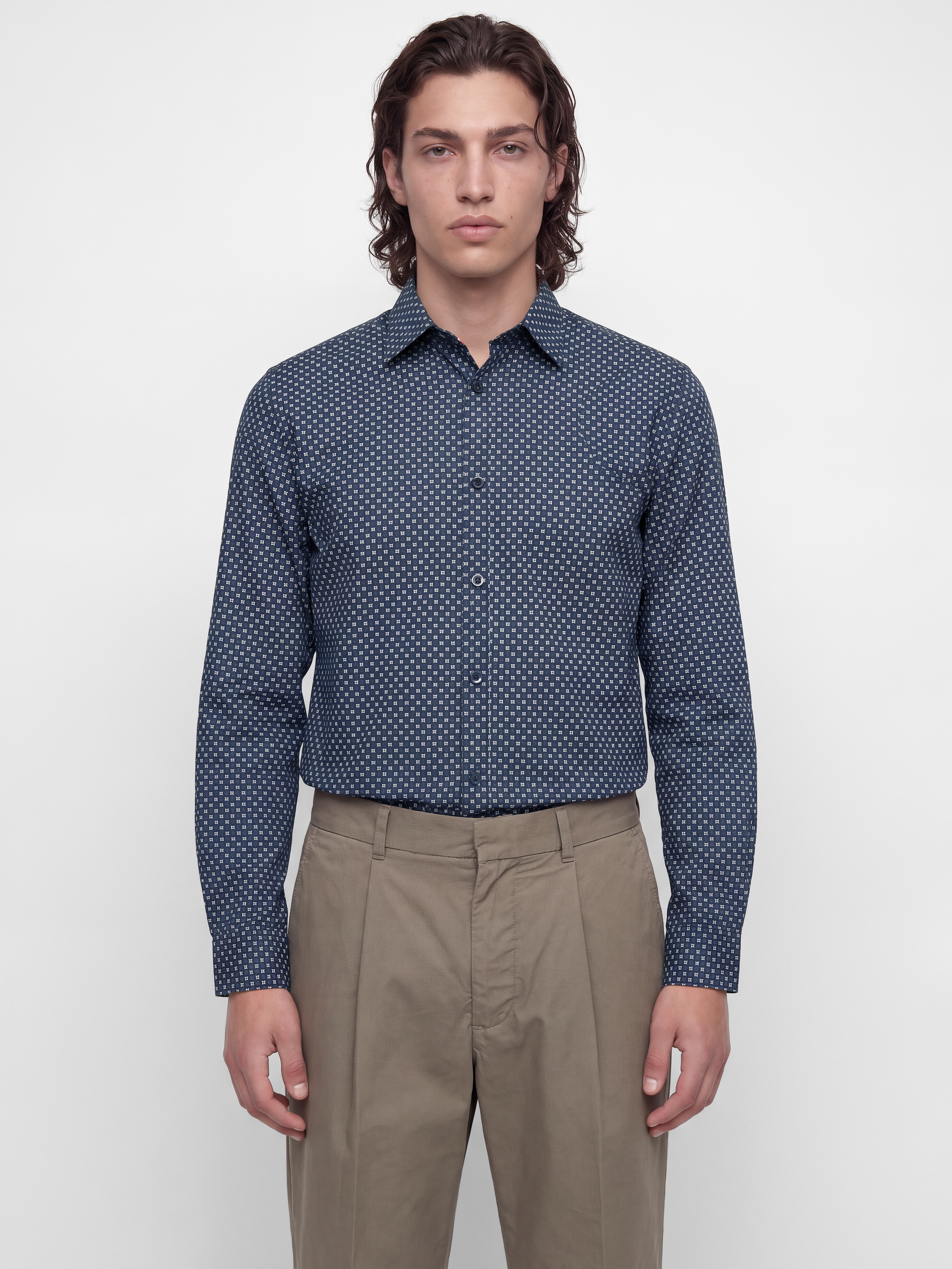 Jack & Jones Langarmhemd »JJMATHEO DETAIL PRINT SHIRT L/S« Baumwollmischung, slim fit