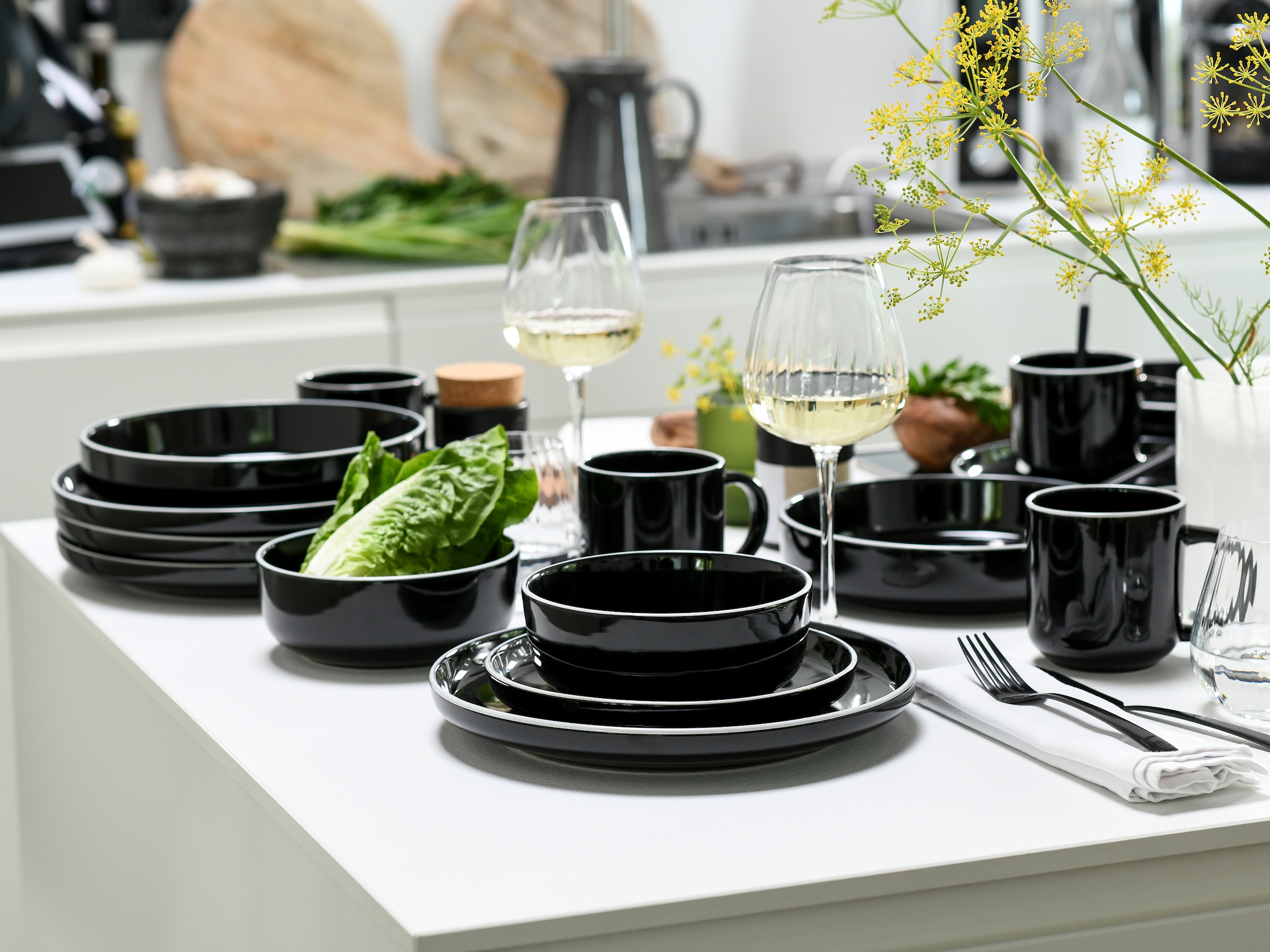CreaTable Kombiservice »Nordic Gourmet, Service 10-tlg.« Minimalistisches Design, Glänzende Glasur, Nordische Ästhetik