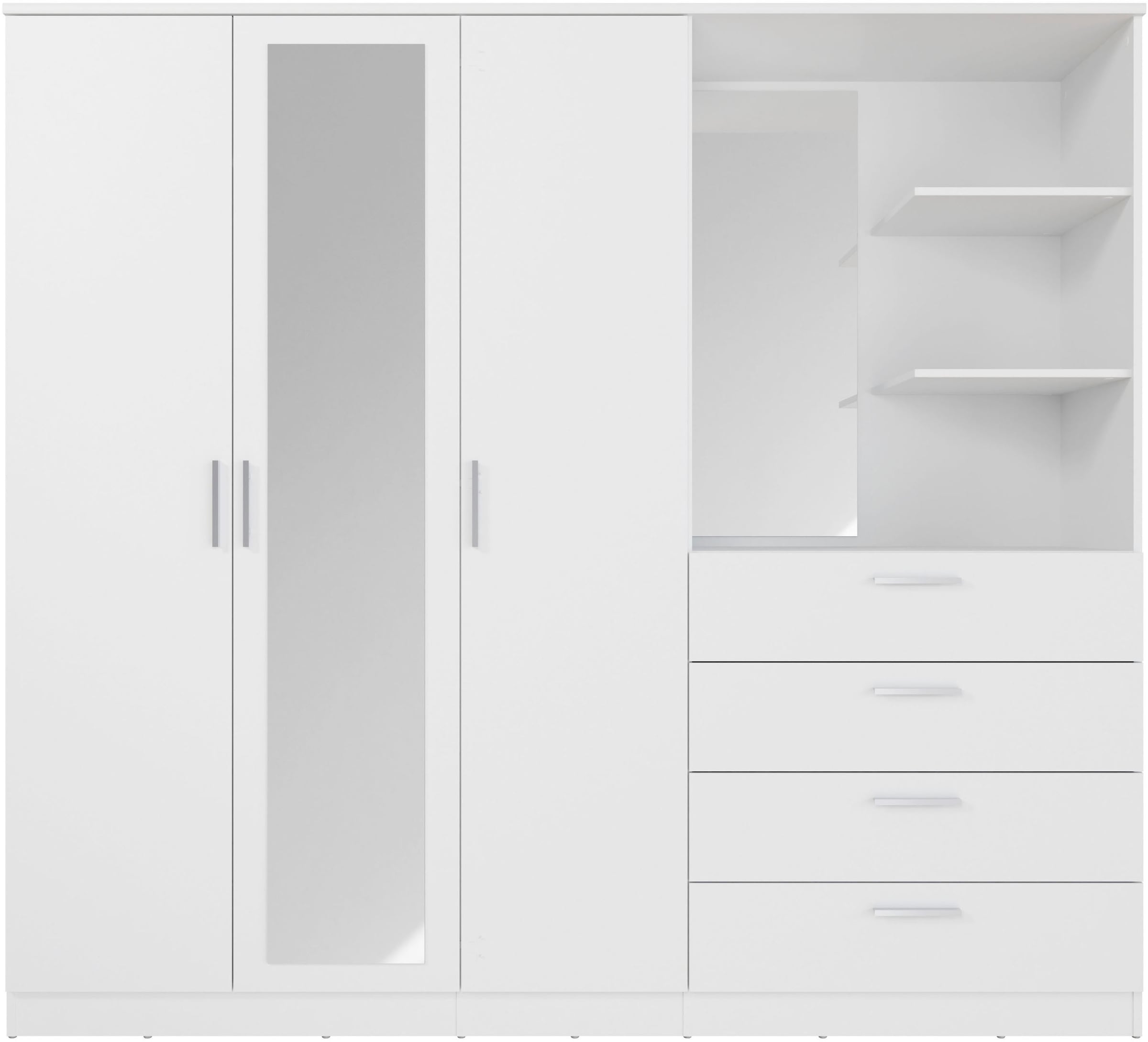 FORTE Kleiderschrank »Drehtürenschrank, Spiegel, Schubladen, viel Stauraum« B/H/T 199/181/52,7, Spiegeltüre, Stauraum, FSC