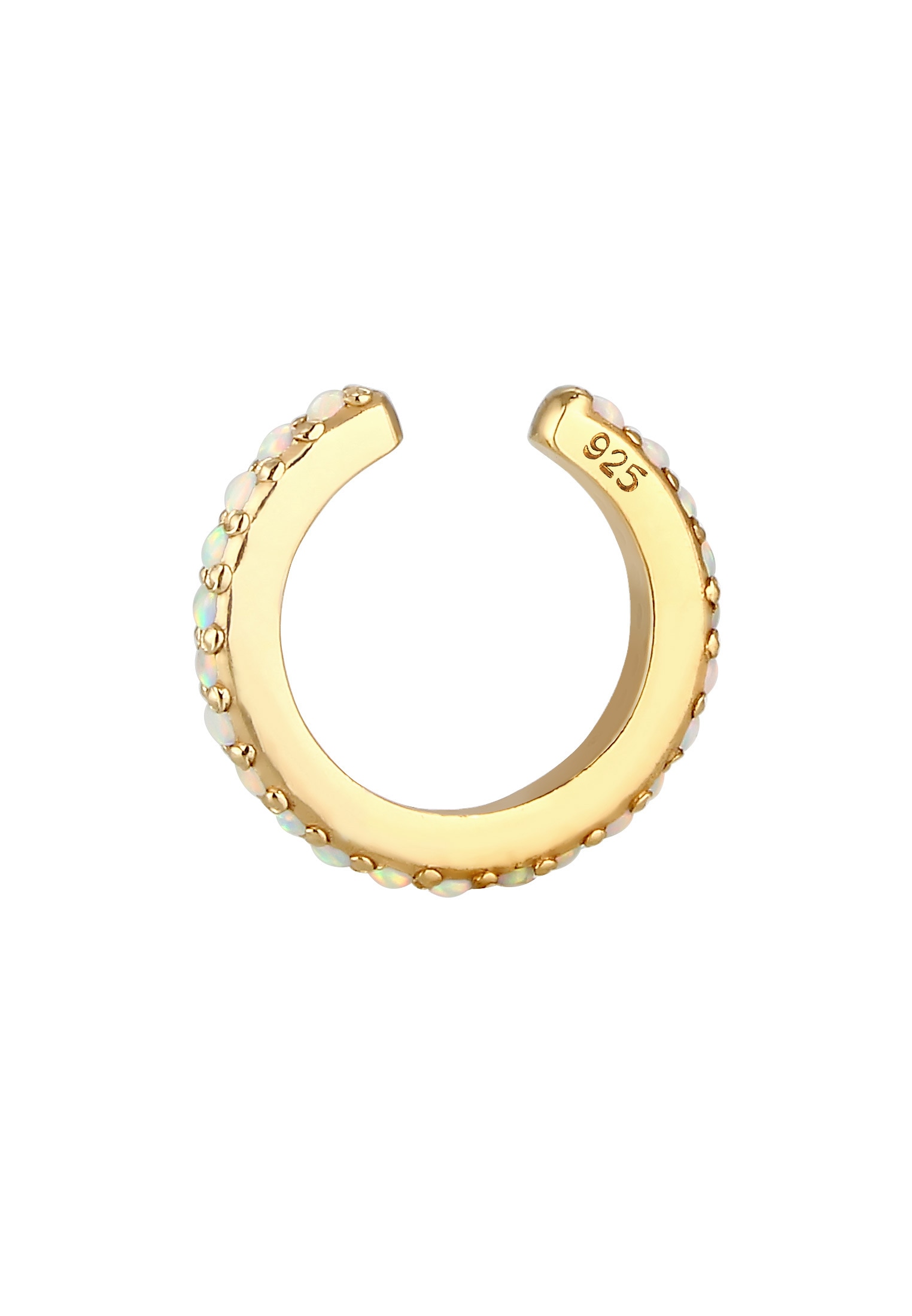 Elli Ohrklemme »Ohrringe Earcuff Single Synthetischer Opal Weiß 925 Sterling Silber«