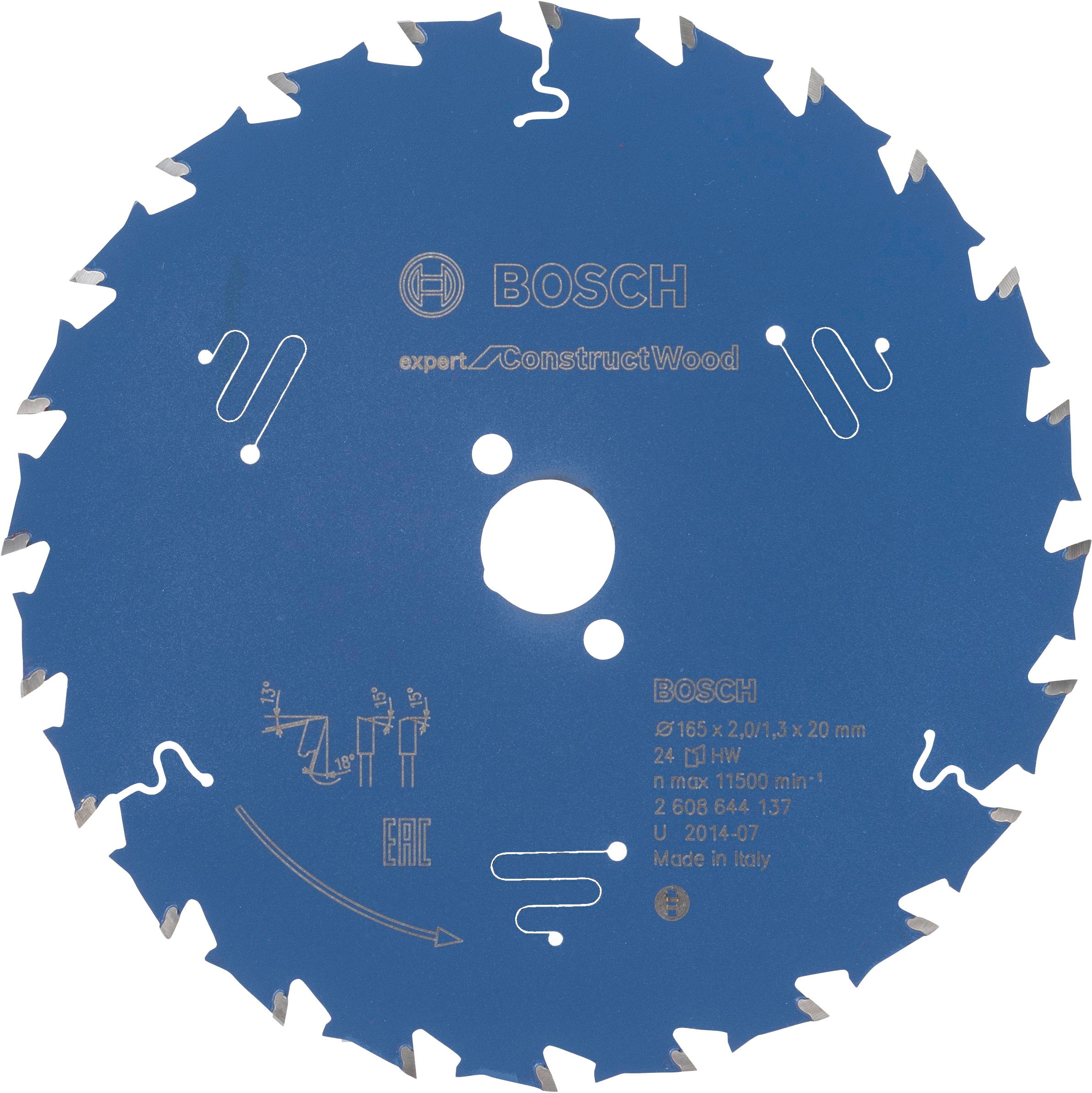 Bosch Professional Kreissägeblatt »Expert for Construct Wood«, 165 x 20 x 2,0 mm, 24