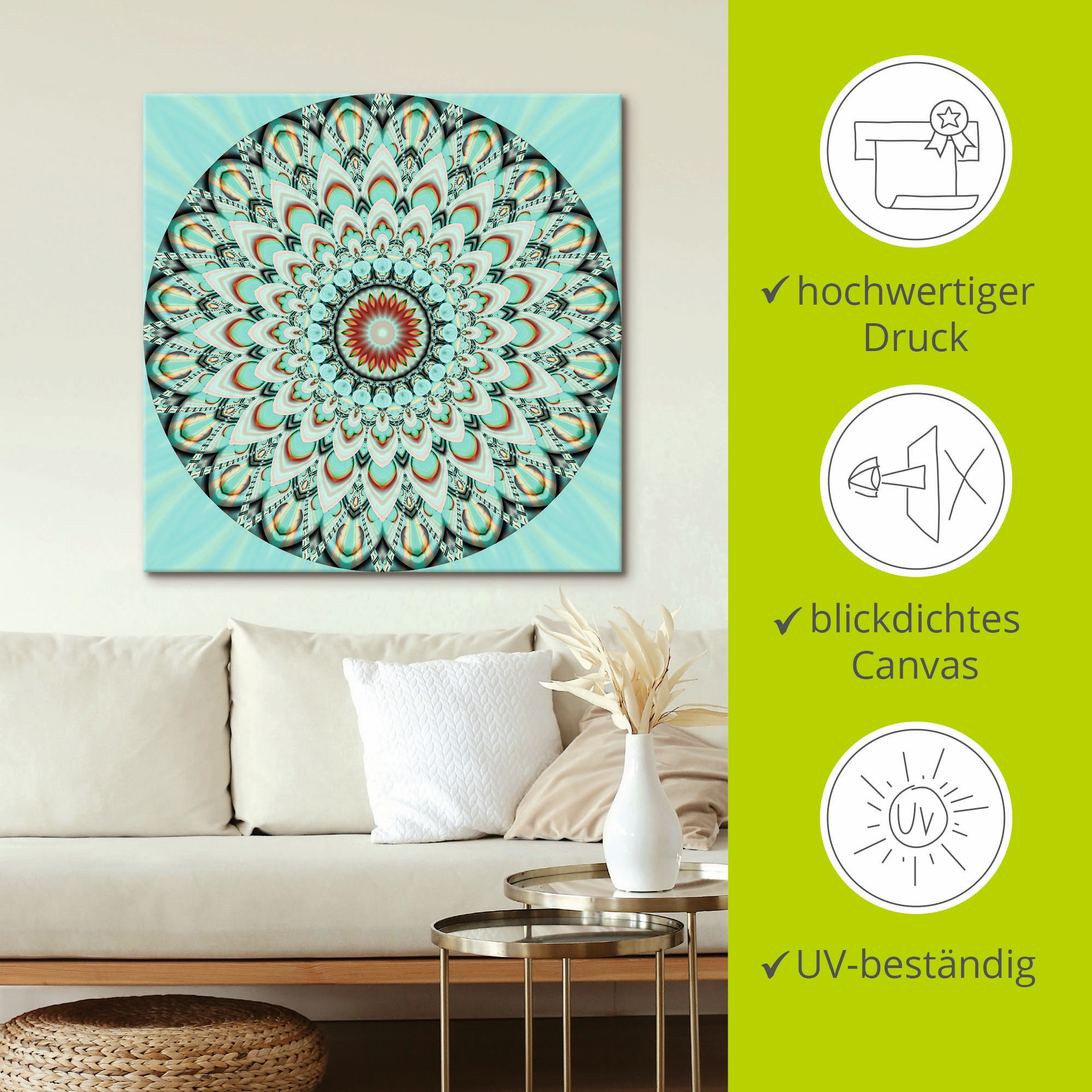 Artland Wandbild »Mandala Integrität«, Muster, (1 St.), als Leinwandbild, Wandaufkleber in verschied. Größen