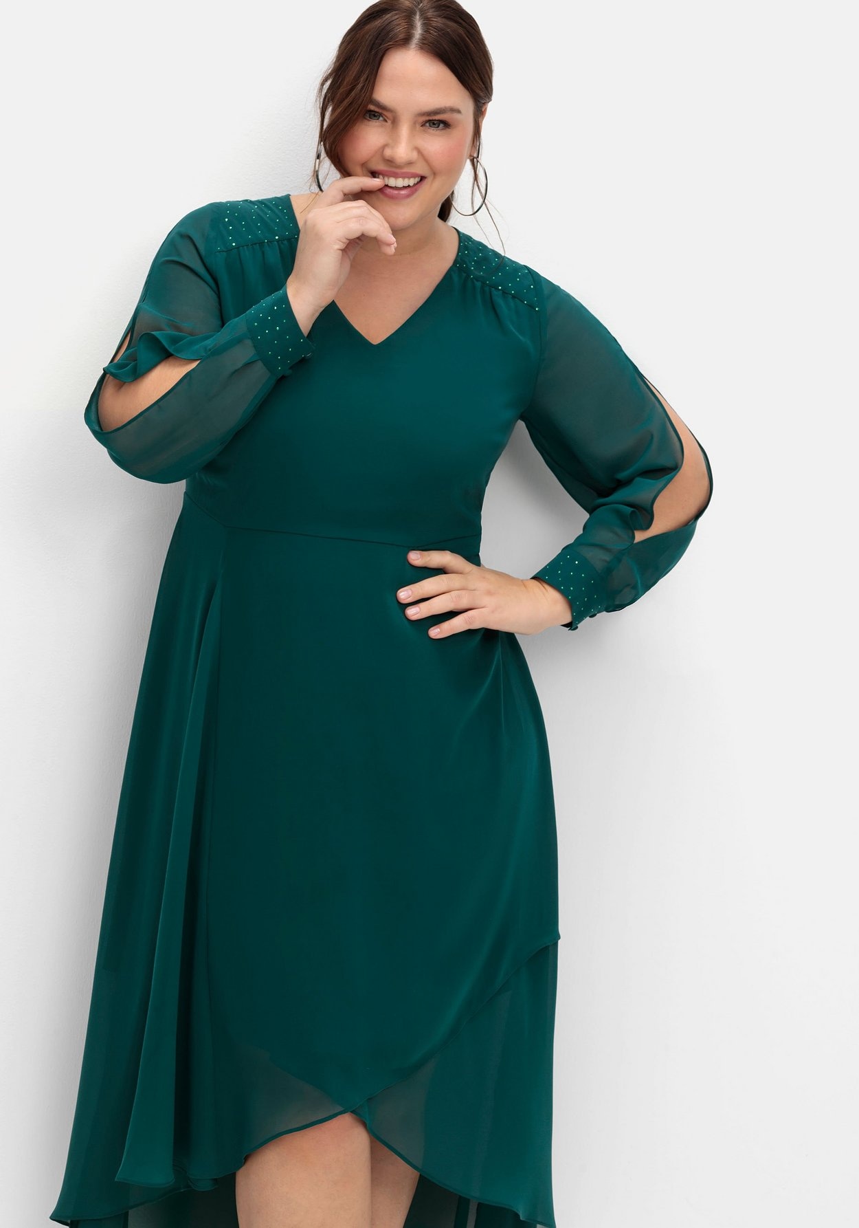 Sheego Abendkleid »Chiffonkleid mit Cut-outs und Schmucksteinen«