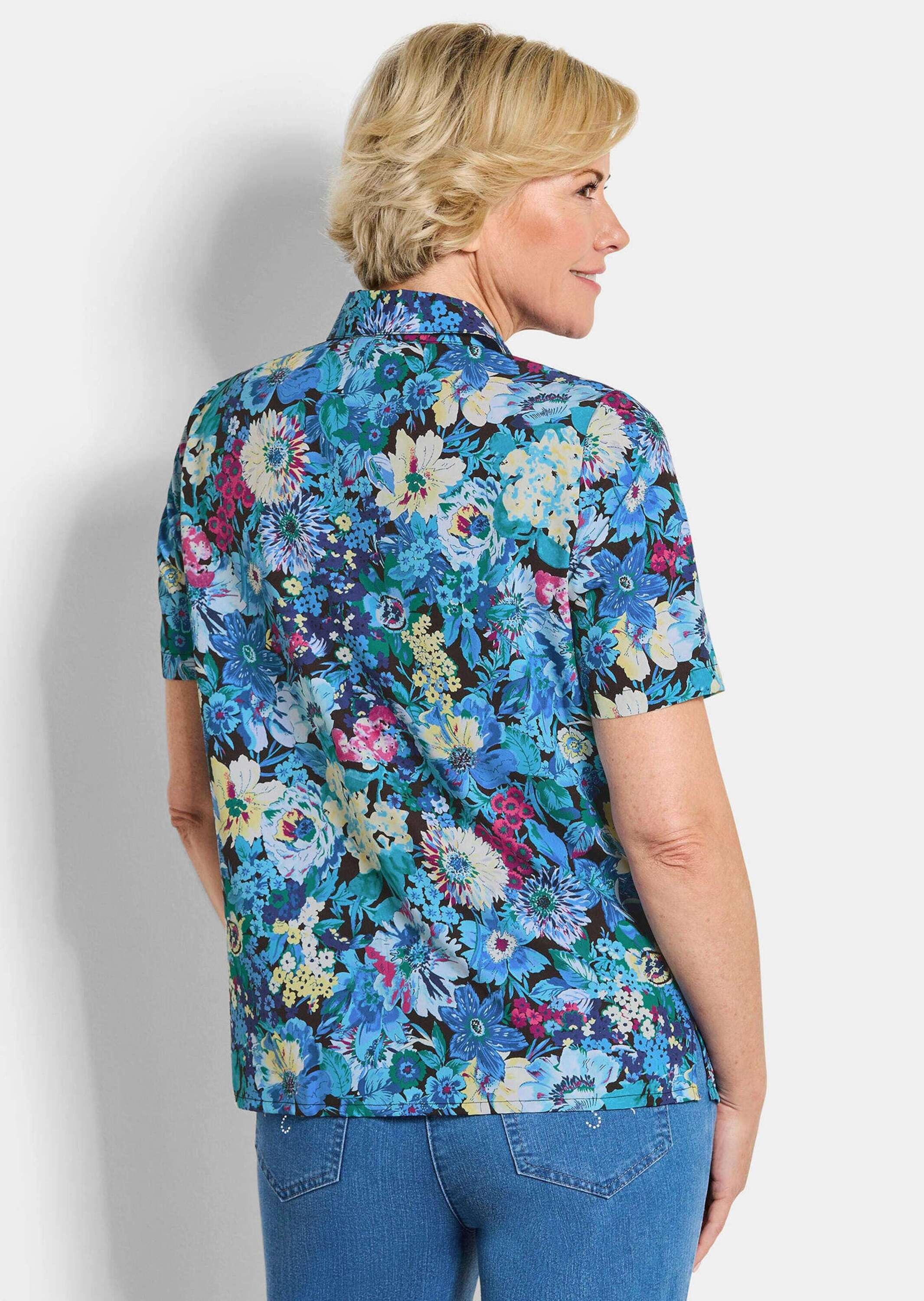 GOLDNER Hemdbluse »Kurzgröße Blusenshirt mit floralem Print« keine