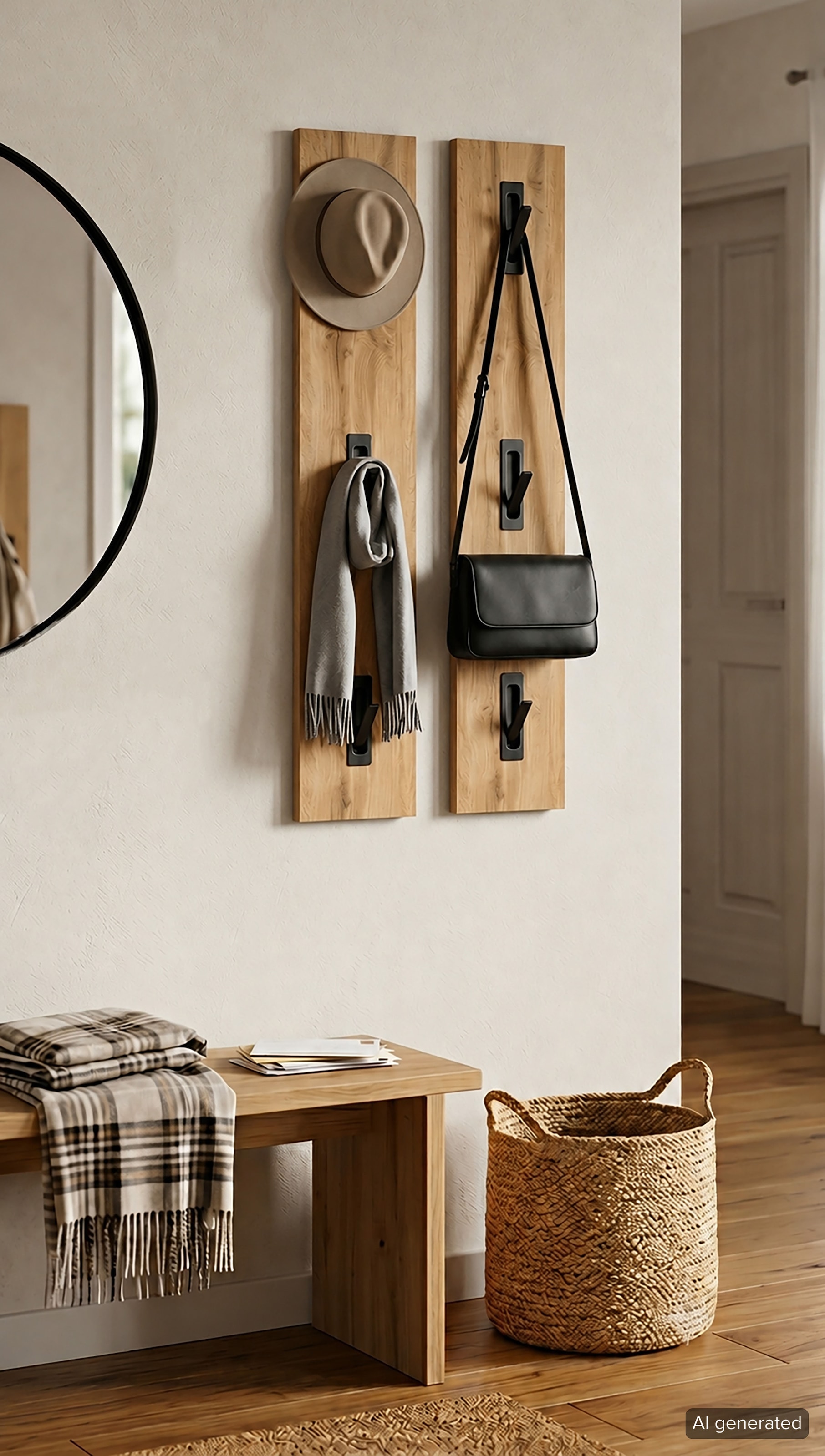 Schildmeyer Garderobenpaneel »Saga, 2er Set, mit 6 ausklappbaren Kleiderhaken, Made in Germany« 2 Stk. tlg. Fühlbare Holzstruktur, Made in Germany