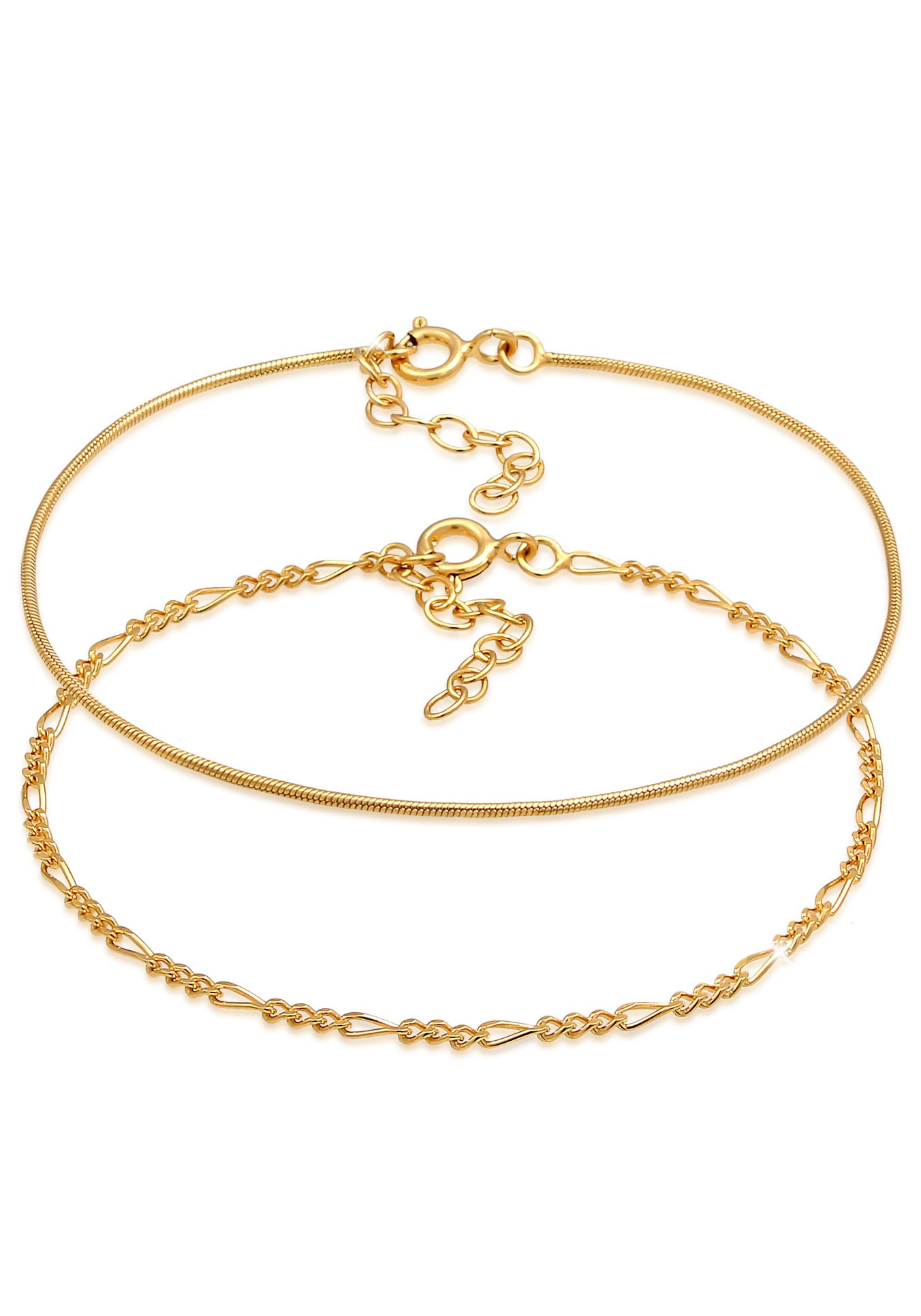 Elli Silberarmband Set »Armkettchen 2er Set Figaro Rund, 0212840619, 0212830619«, (Set, 2 tlg.)