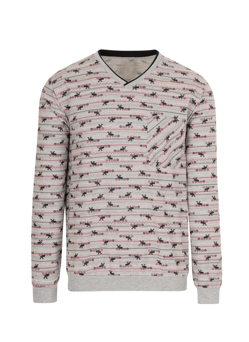 Trigema Schlafanzug »TRIGEMA Langarm Schlafshirt mit Elch-Motiven«