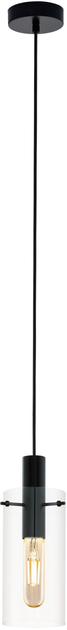 EGLO Hängeleuchte »MONTEFINO Pendellampe, Stahl und Glas, Esstischlampe, E27, IP20, Lampe« E27 1 Stk. Hängeleuchte, H110 x Ø11, schwarz, 1X60W exkl.