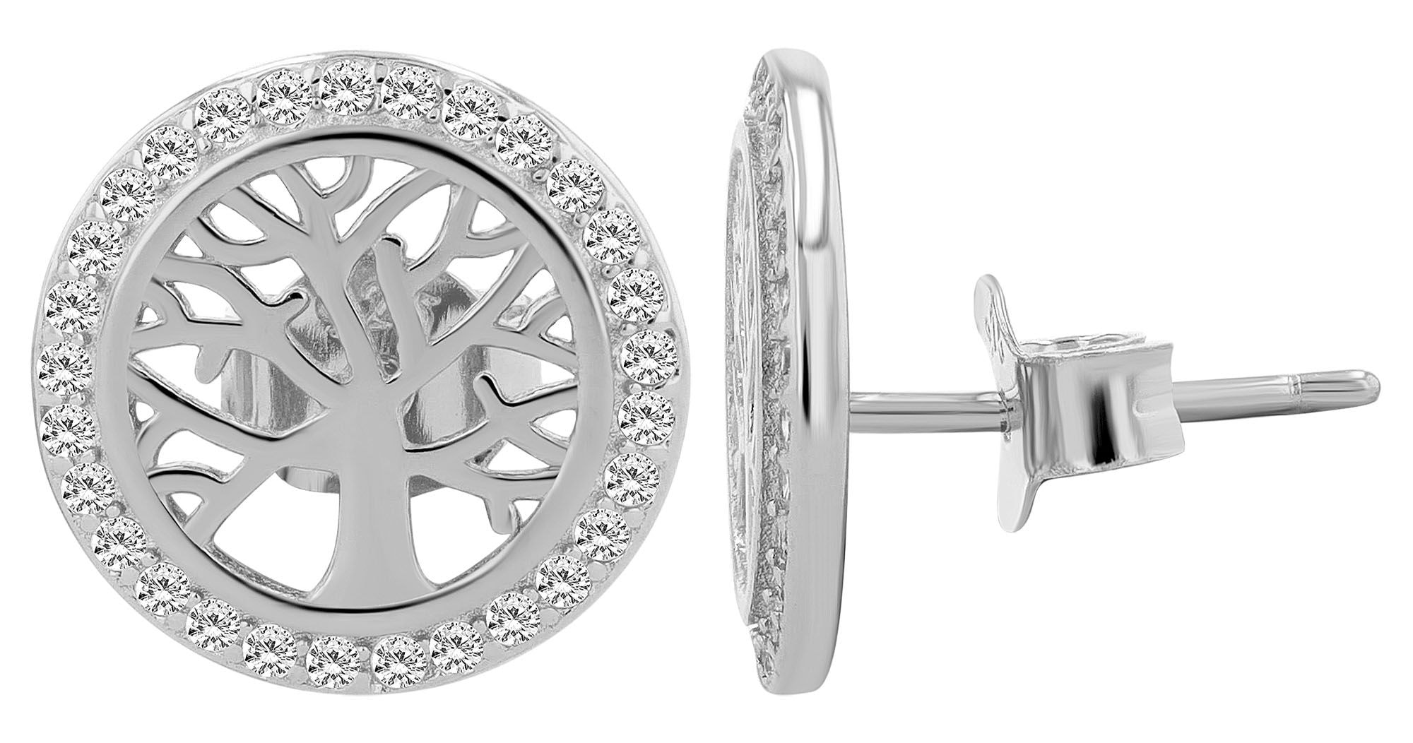 Adelia´s Paar Ohrstecker »Damen Ohrringe ¿ Ohrstecker Lebensbaum aus 925 Silber«