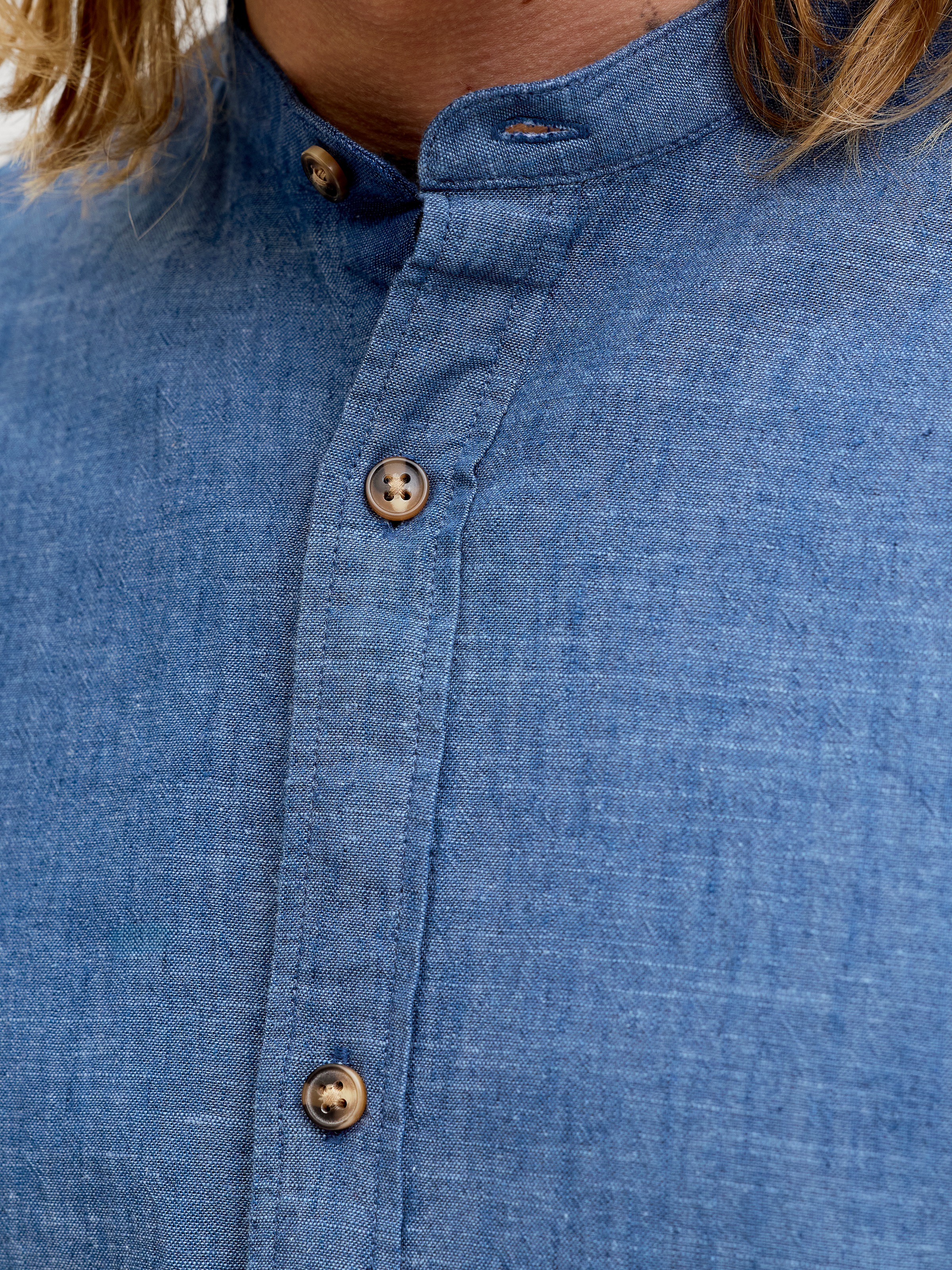 Jack & Jones Langarmhemd »JJESUMMER LINEN BLEND BAND SHIRT L/S SN« Baumwollmischung, regular fit