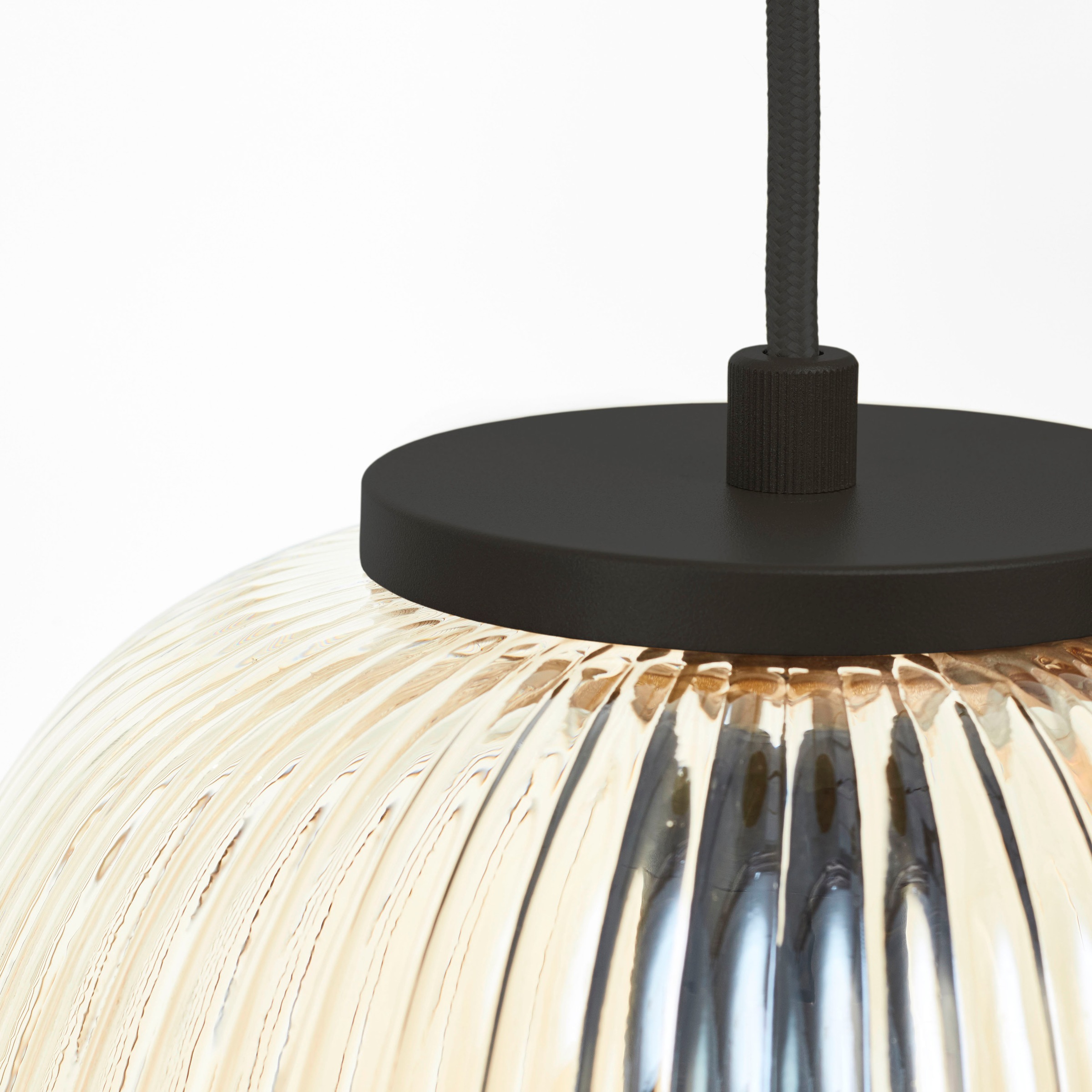Brilliant Pendelleuchte »Kaizen«, 3 flammig, Leuchtmittel E27 | ohne Leuchtmittel, Riffelglas, D 40 cm, E27, kürzbar, Amber-Bernsteinfarben